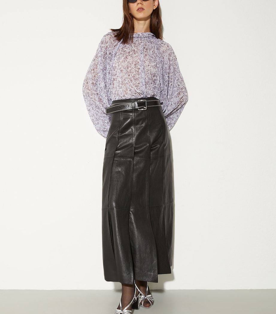 MAX&Co. Womens Crepe Printed Blouse Aubergine Image 5