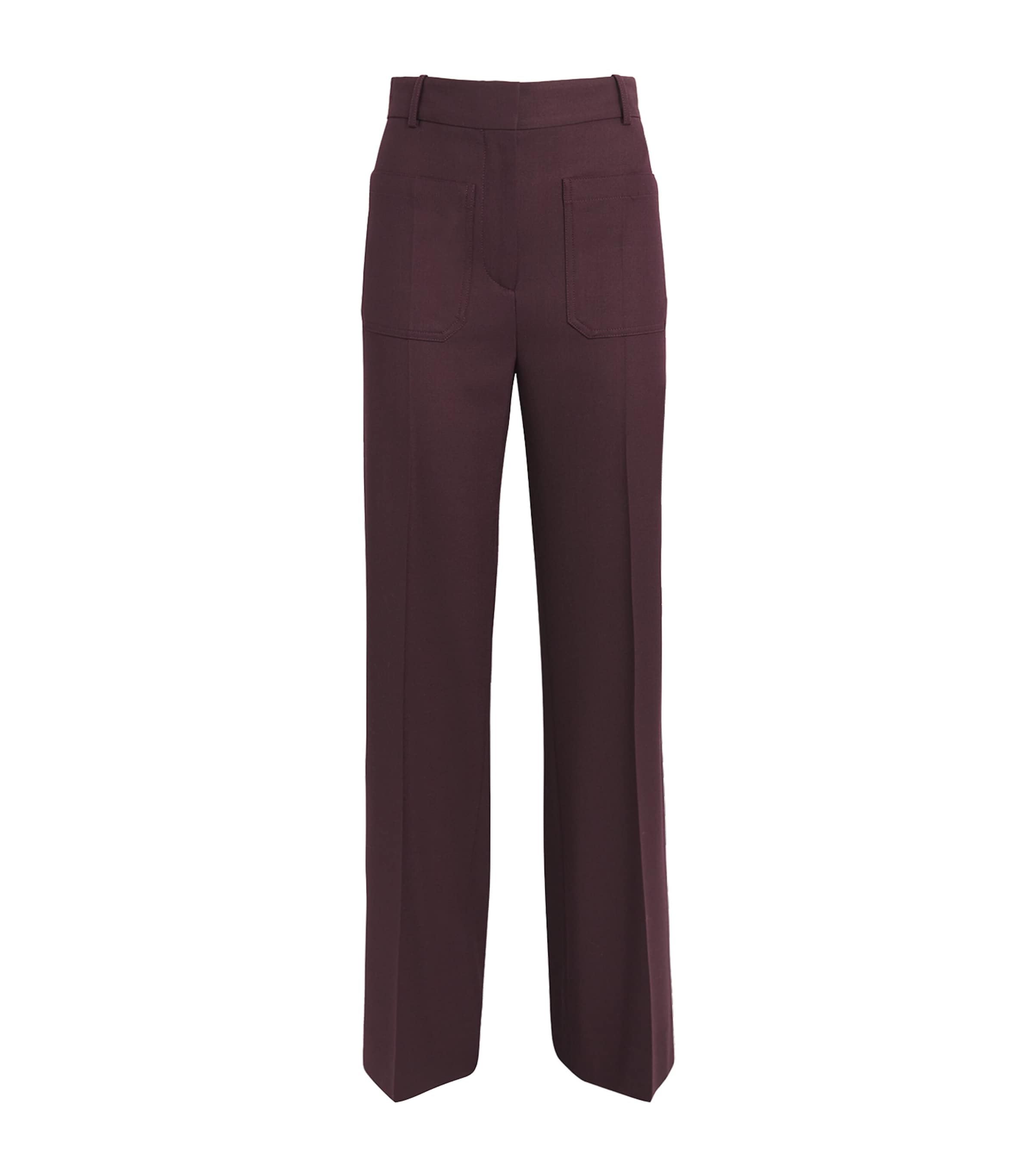 Victoria Beckham Alina Twill Flared Pants In Brown