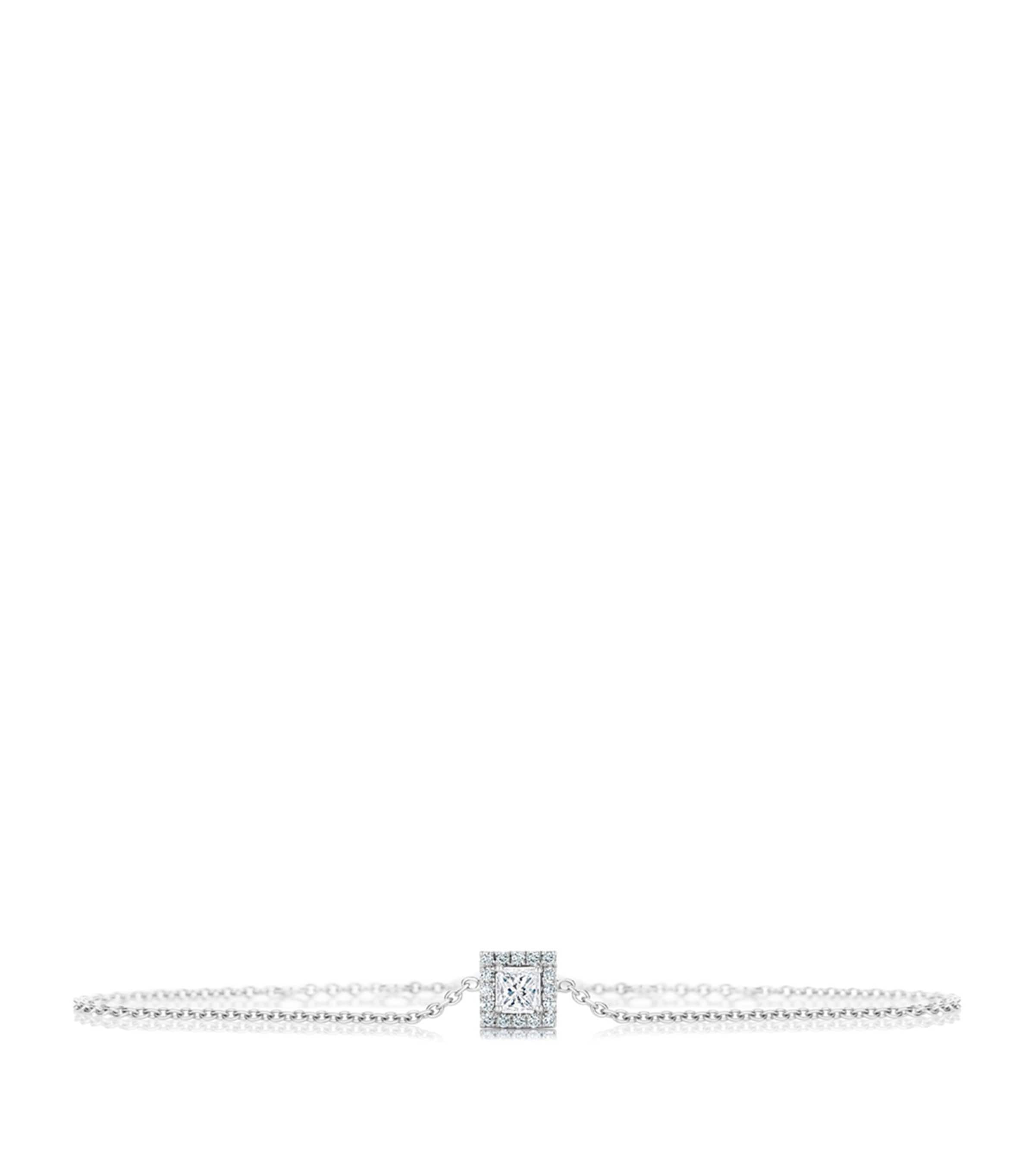 De Beers White Gold And Pricess-cut Diamond My First  Aura Bracelet In Metallic