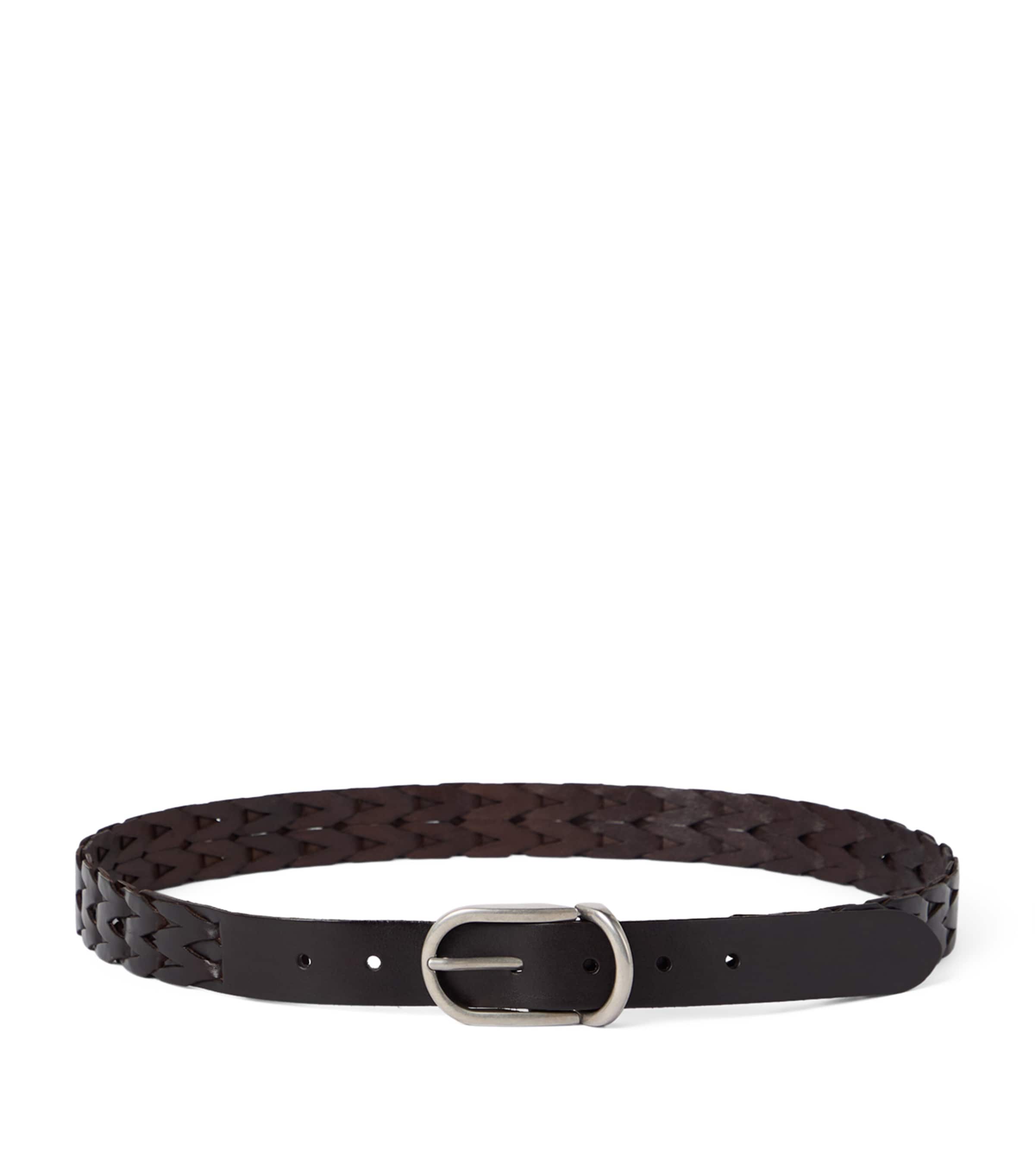 Brunello Cucinelli Woven Leather Belt In Brown