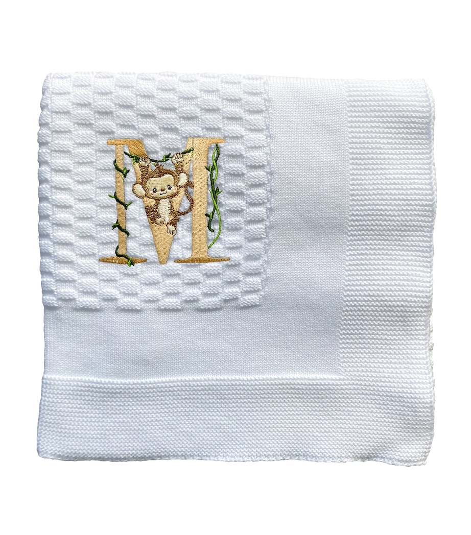 Cotton 'M' Monogram Blanket (95cm x 95cm) WHITE Image 1