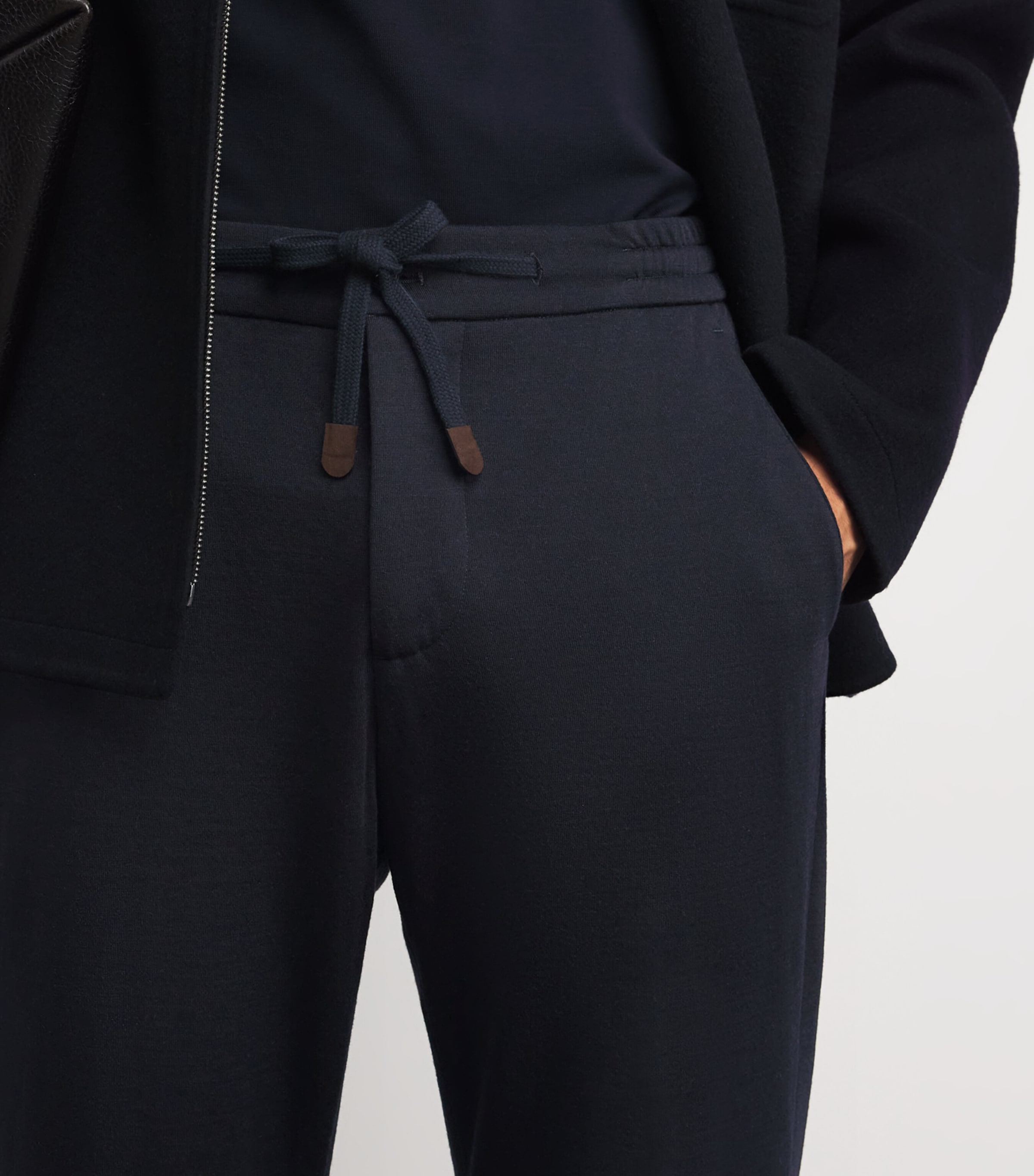 Virgin Wool-Blend Drawstring Trousers 07 - NAVY Image 6