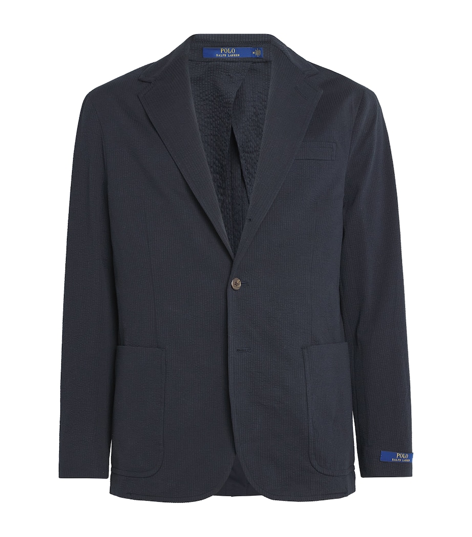 Polo Ralph Lauren Mens Seersucker Modern Knit Soft Blazer Navy Image 1