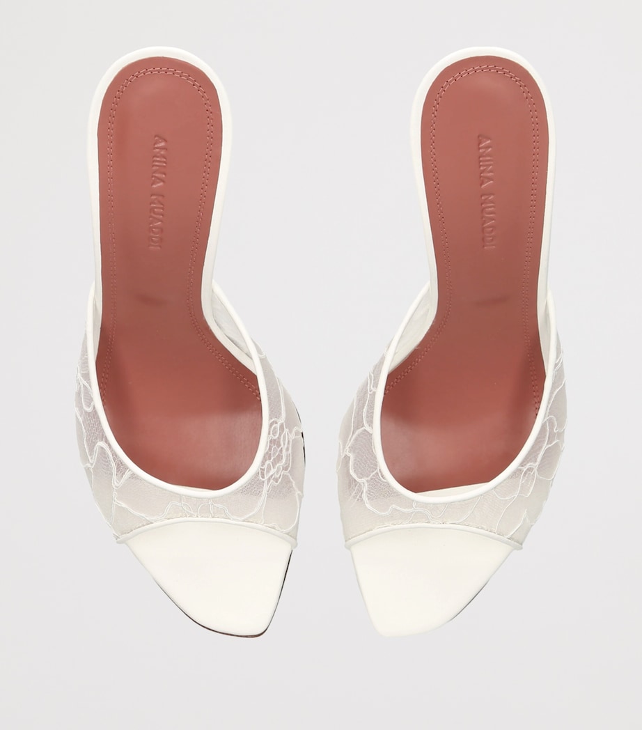 Amina Muaddi Lace Alexa Heeled Mules 95 White Image 3