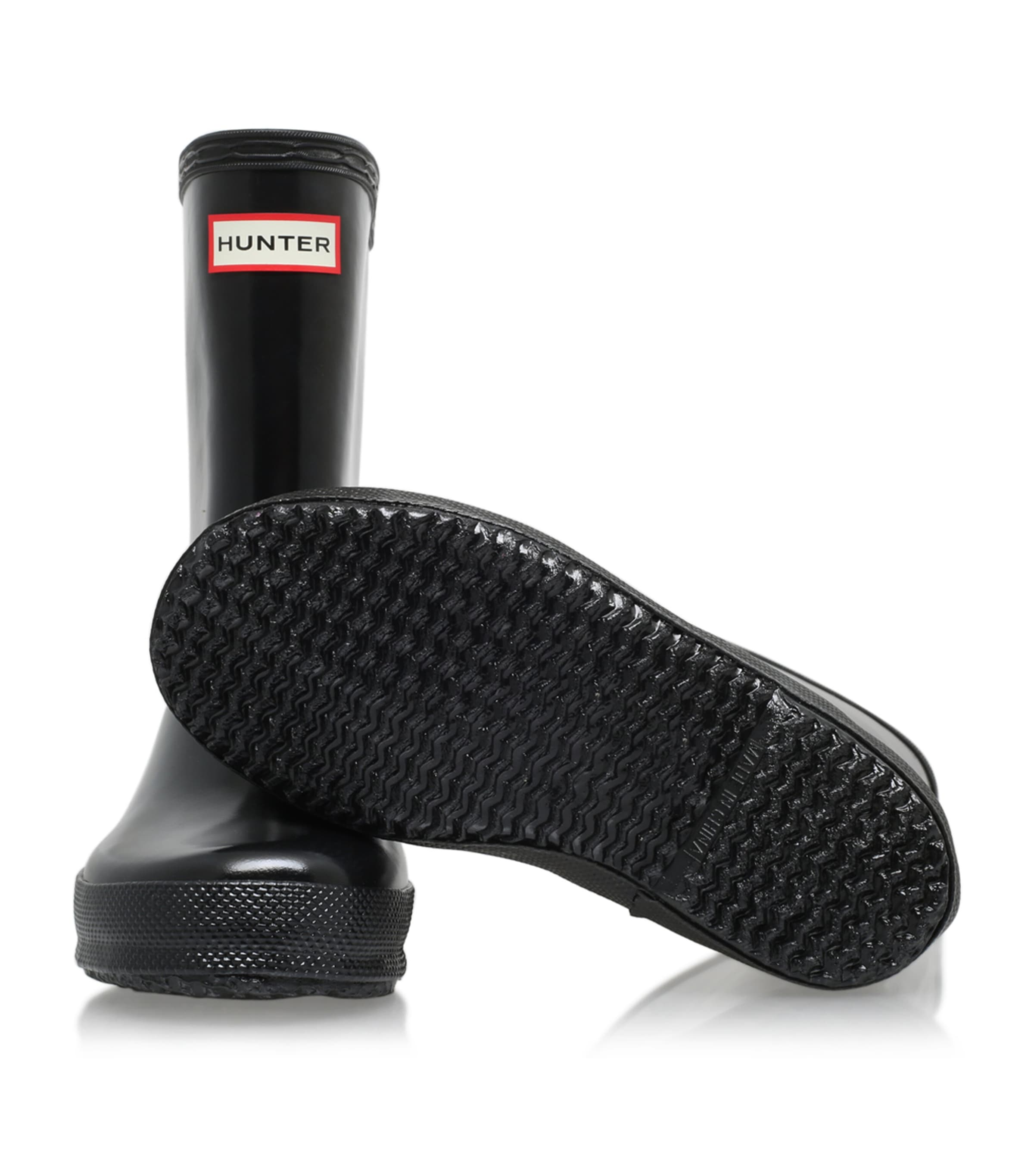 Hunter Kids First Gloss Welly Boots Black Image 4