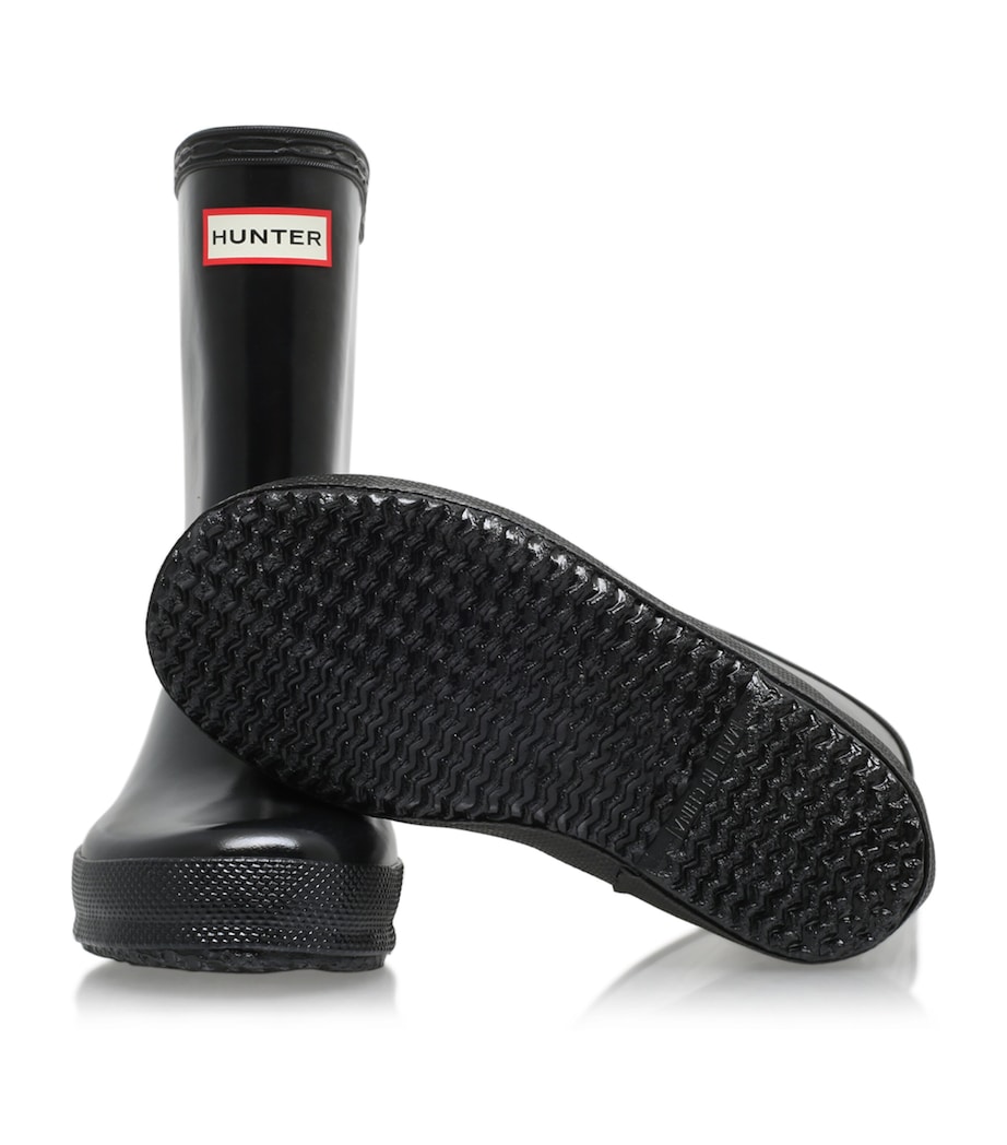 Hunter Kids First Gloss Welly Boots Black Image 4