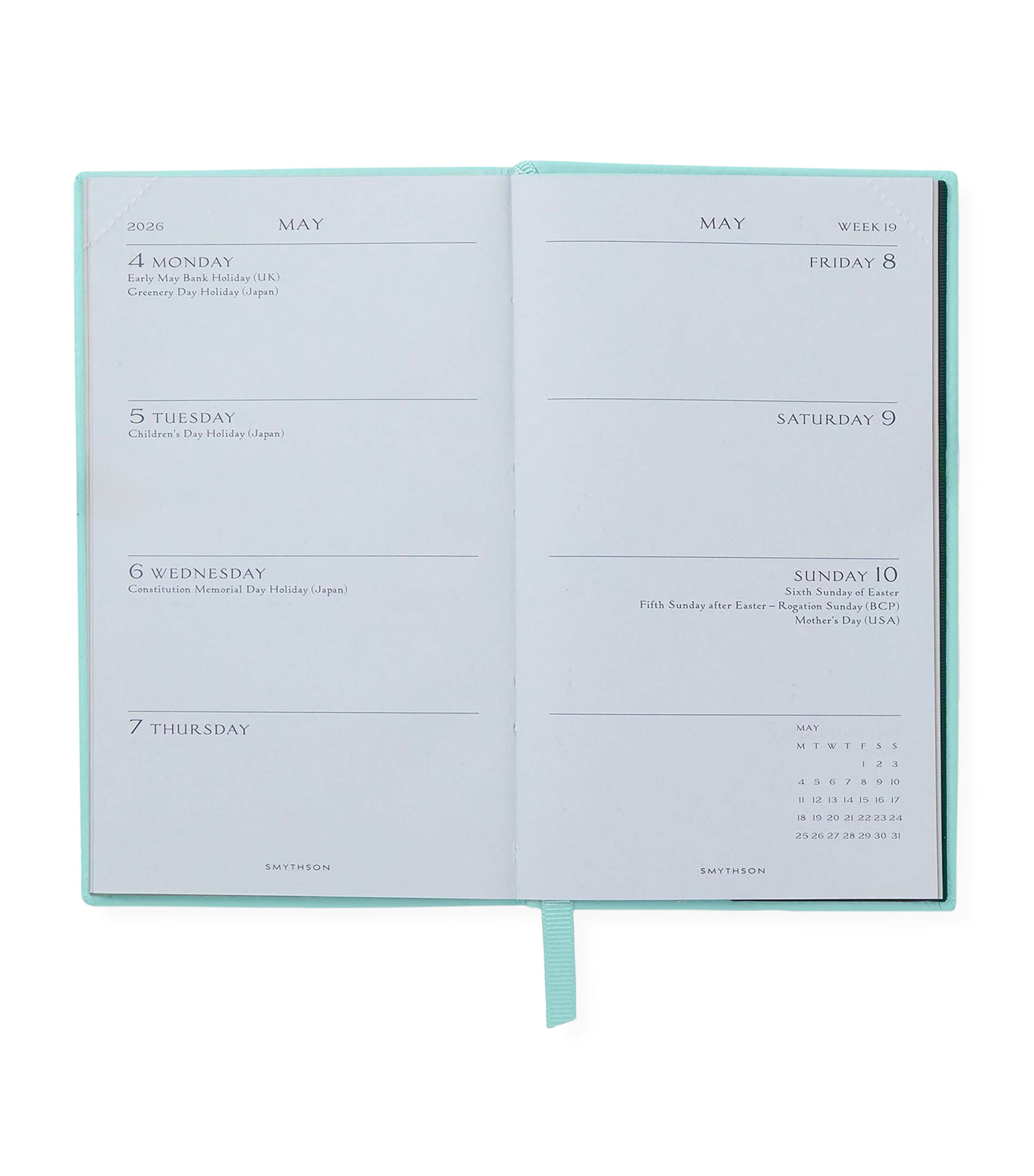 Smythson Panama Leather Weekly Diary 2025 Bright Aqua Image 2