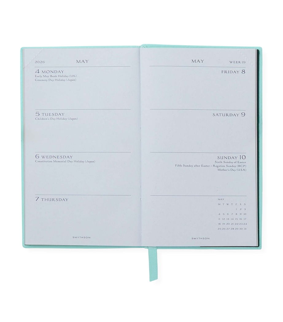 Smythson Panama Leather Weekly Diary 2025 Bright Aqua Image 2