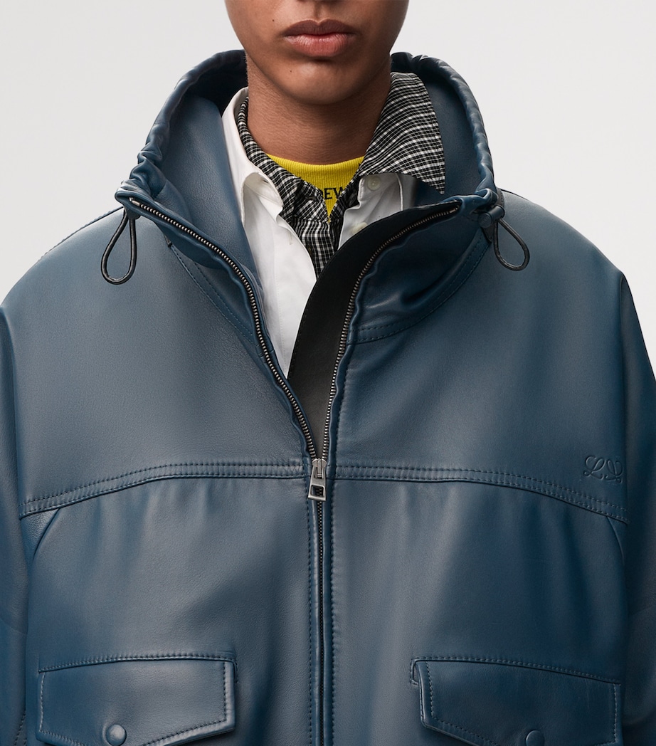 LOEWE Womens Lambskin Bomber Jacket Dark Navy Image 5