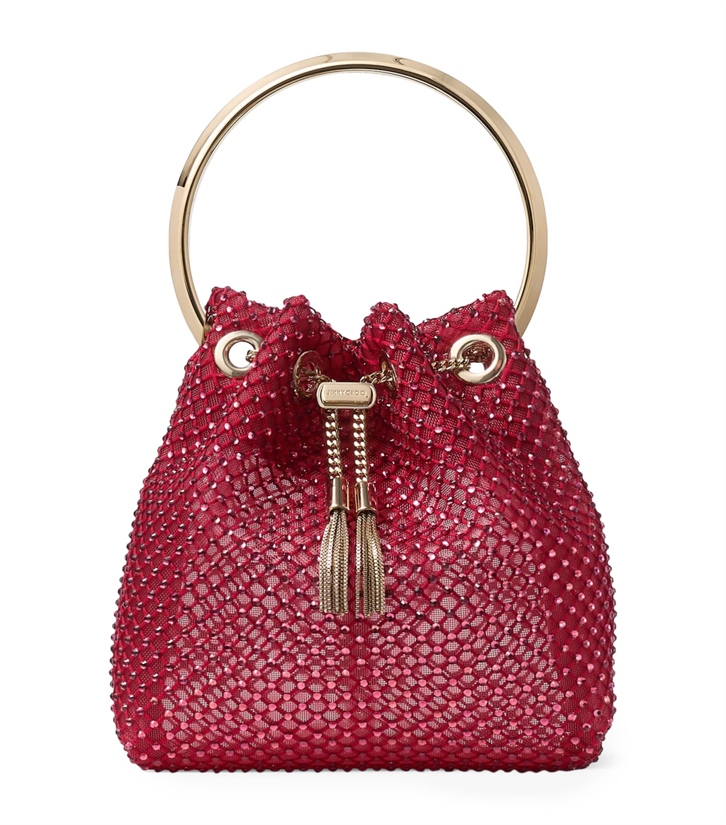 Jimmy Choo Embellished Bon Bon Top-handle Bag In Red