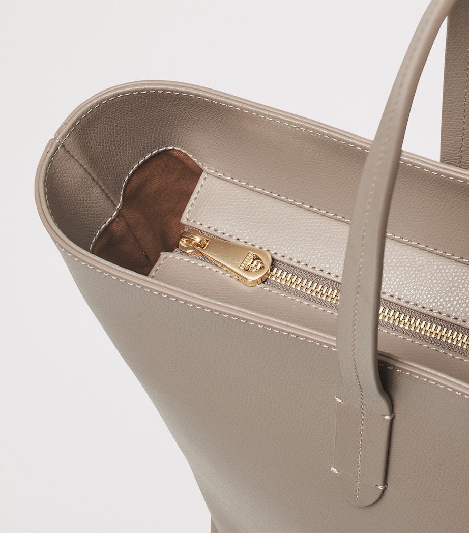 Leather East West Tote Bag TAUPE Image 7