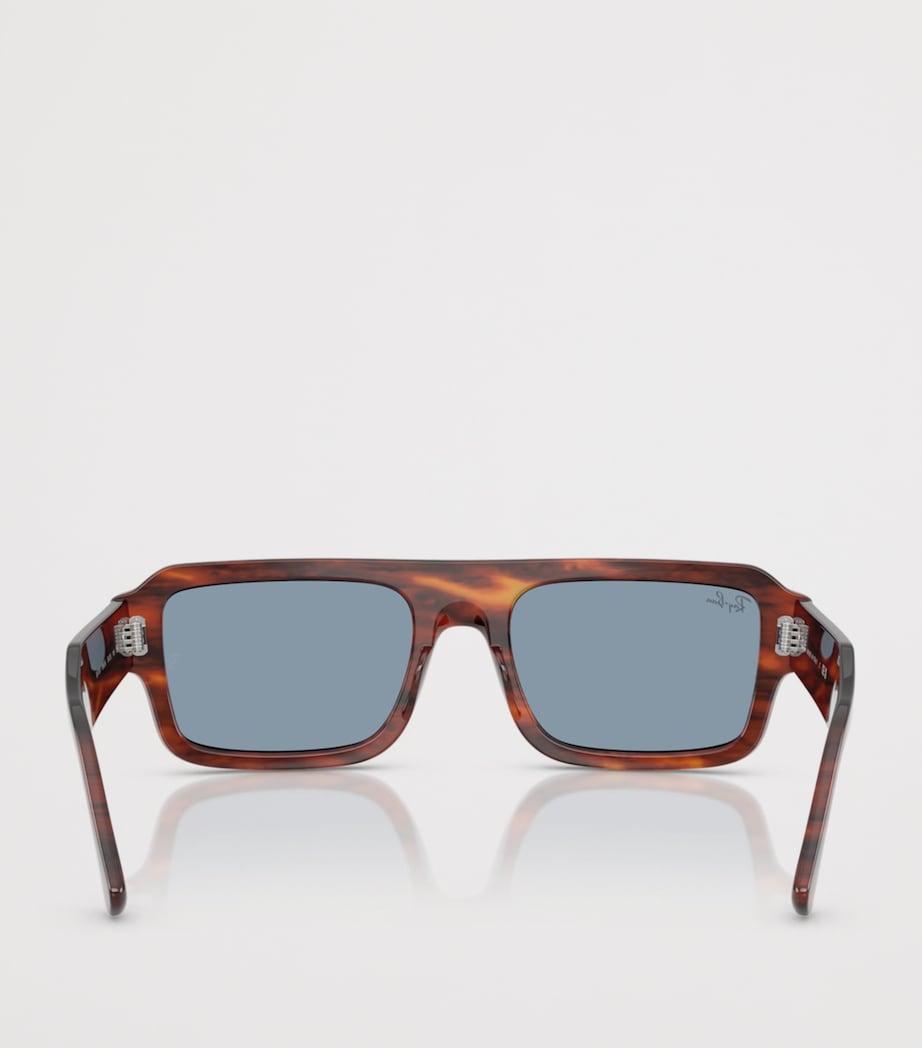 Ray-Ban Tortoiseshell Flacko Rectangular Sunglasses Image 4