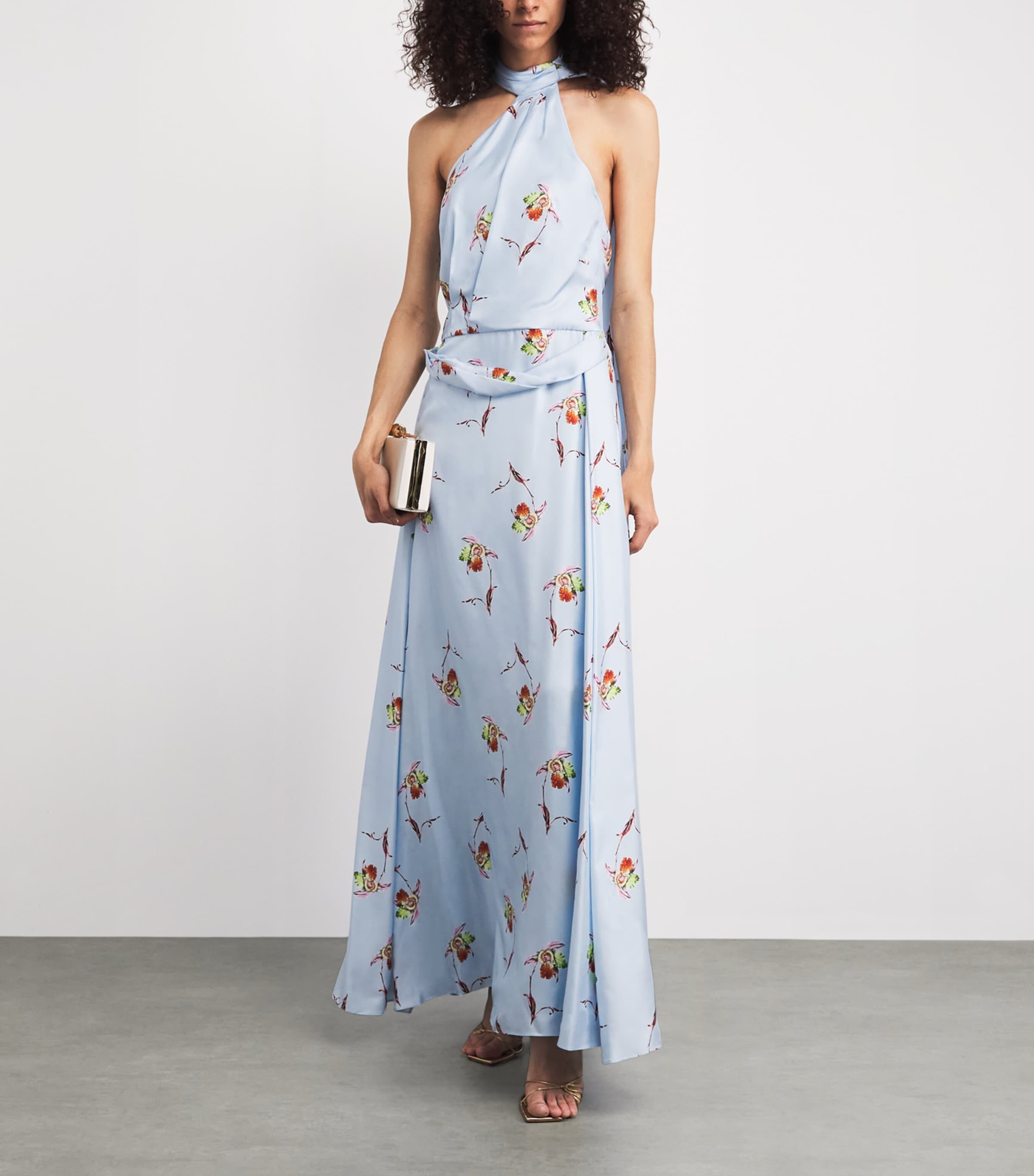 Emilia Wickstead Womens Silk Twill Desde Maxi Dress Blue Lily Image 2