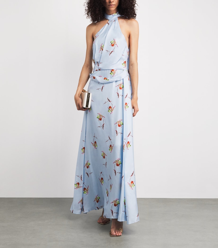Emilia Wickstead Womens Silk Twill Desde Maxi Dress Blue Lily Image 2