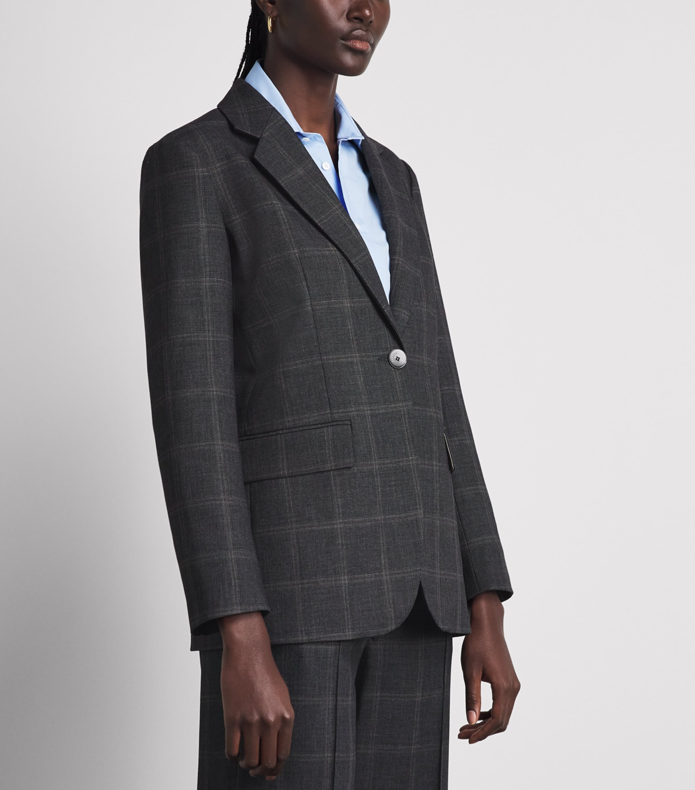 Sandro Paris Womens Check Single-Breasted Blazer Grey Image 4