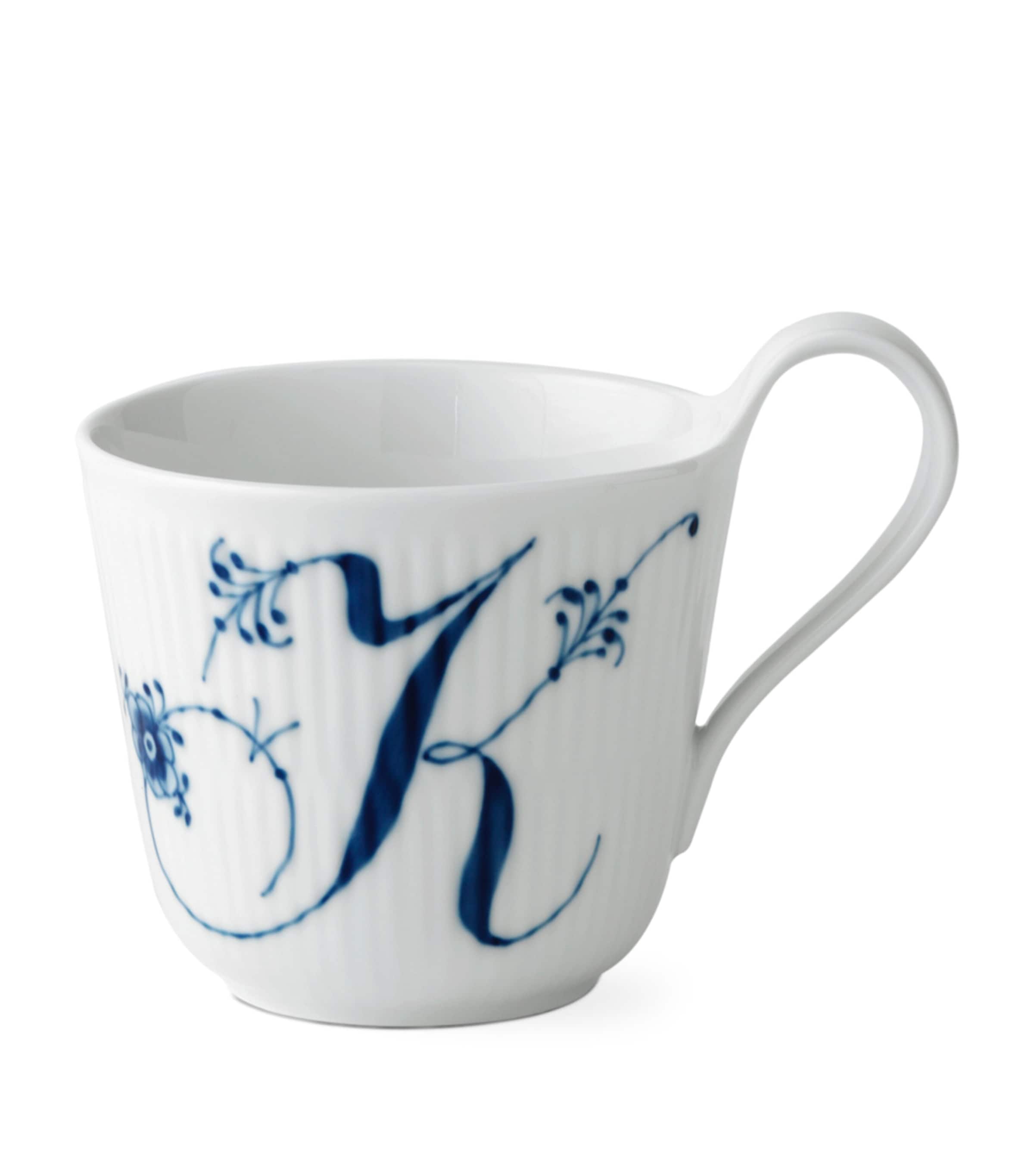Royal Copenhagen Porcelain Fluted Alphabet Mug In Blue