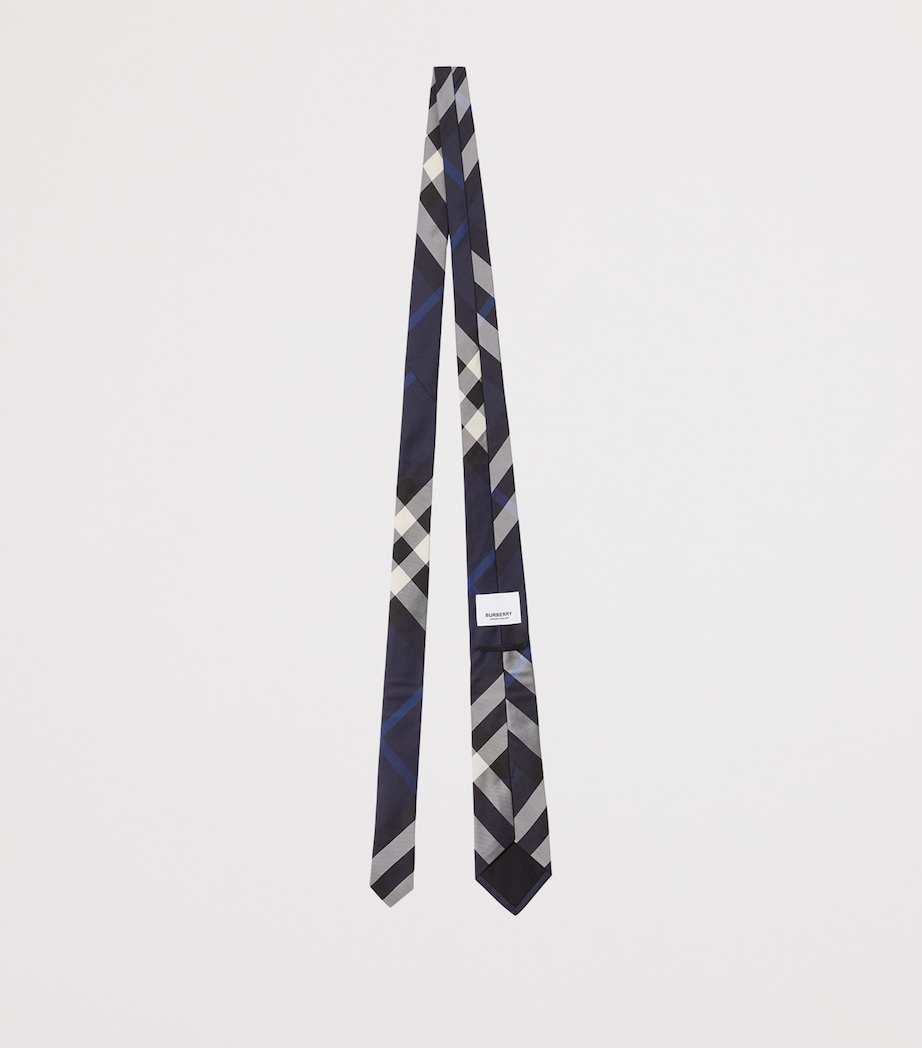 Silk Check Tie NAVY Image 2