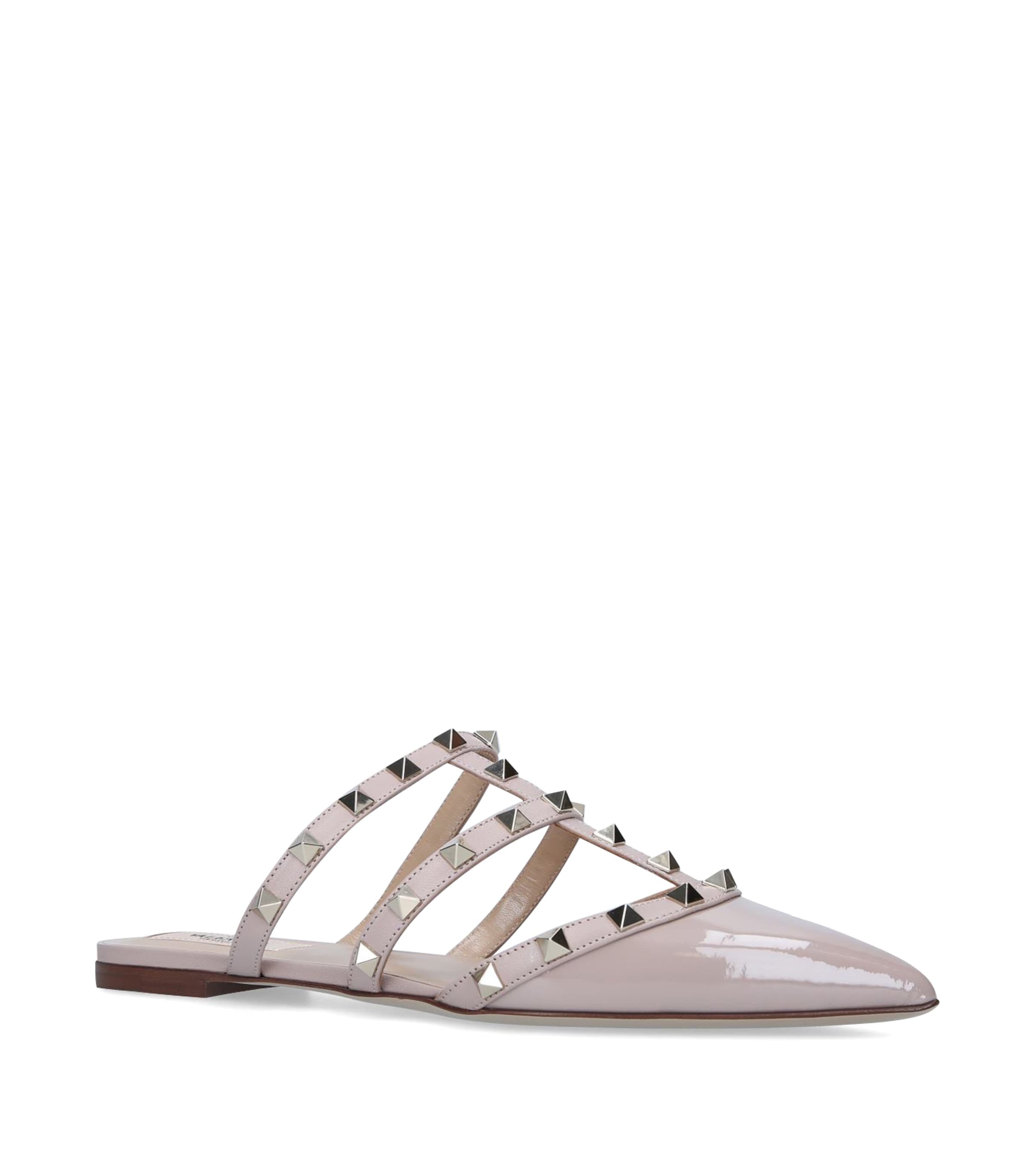 Valentino Garavani Patent Leather Rockstud Mules In Pink