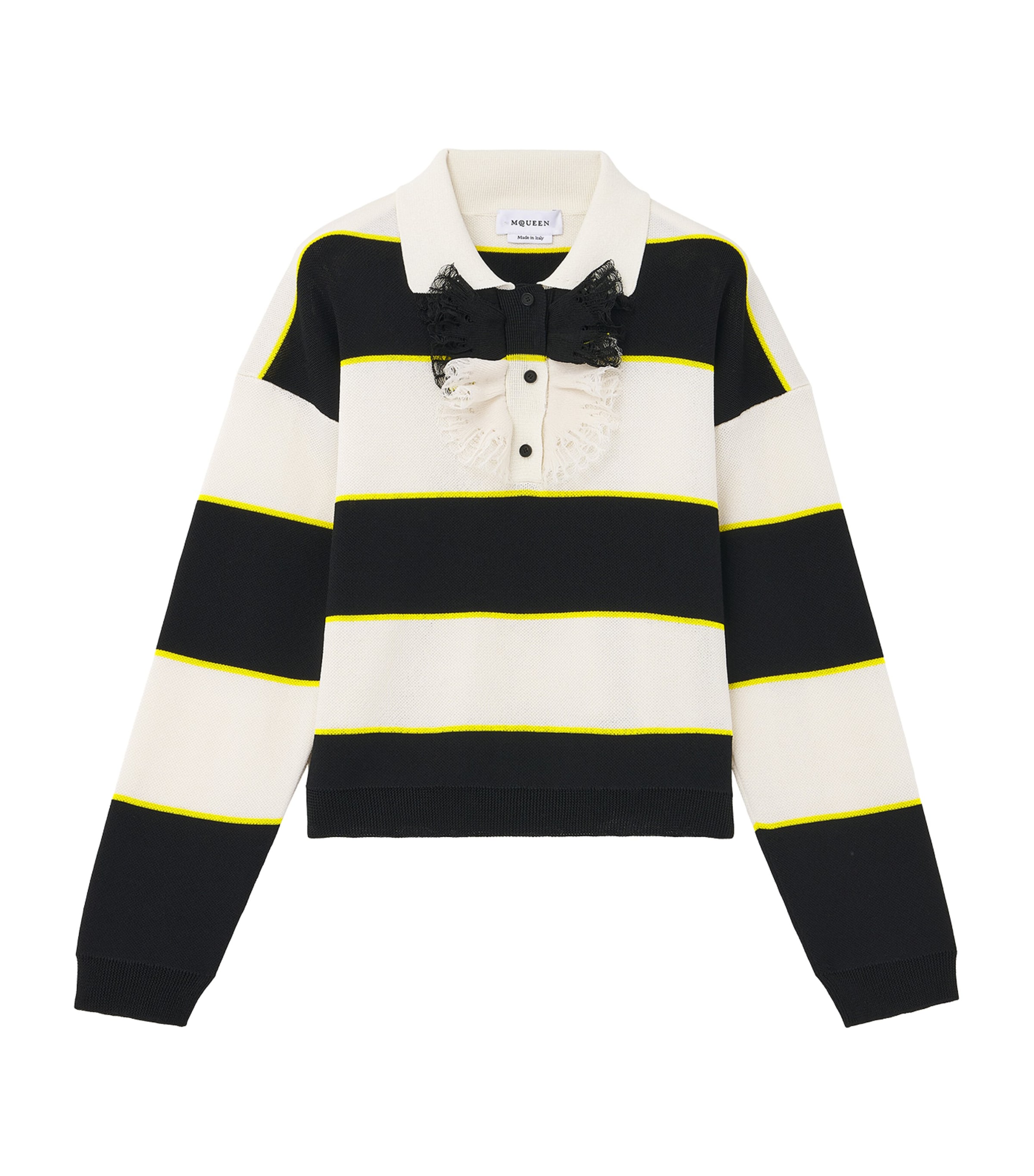 Alexander Mcqueen Lace-trim Stripe Rugby Shirt In Multi