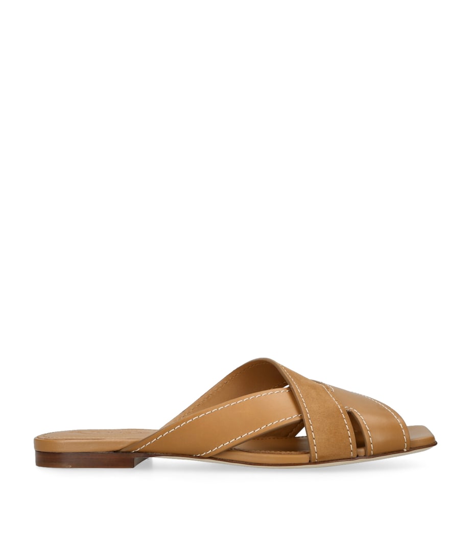 Tod's Leather T-Strap Sandals Camel Image 1