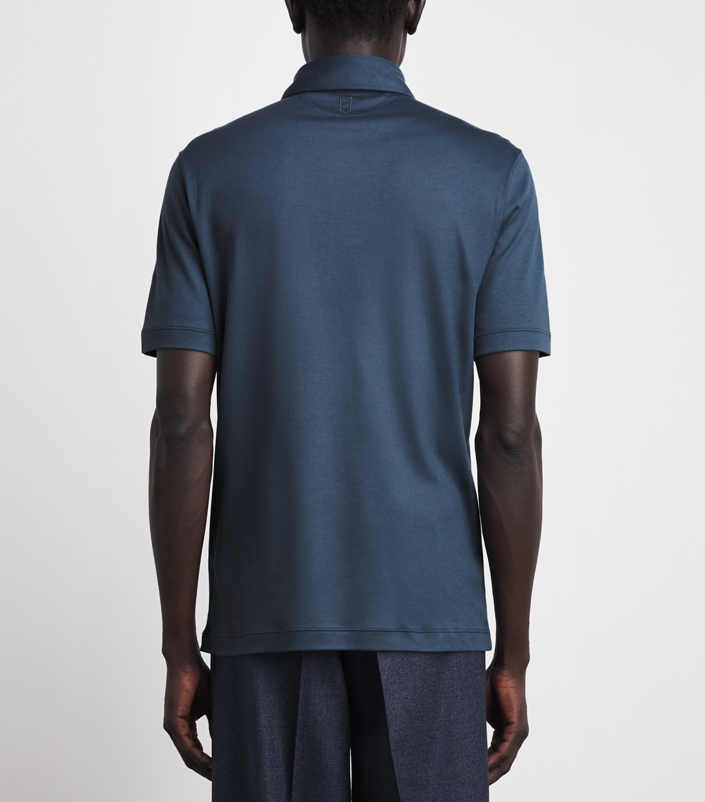 Canali Mens Cotton Polo Shirt Navy Image 5