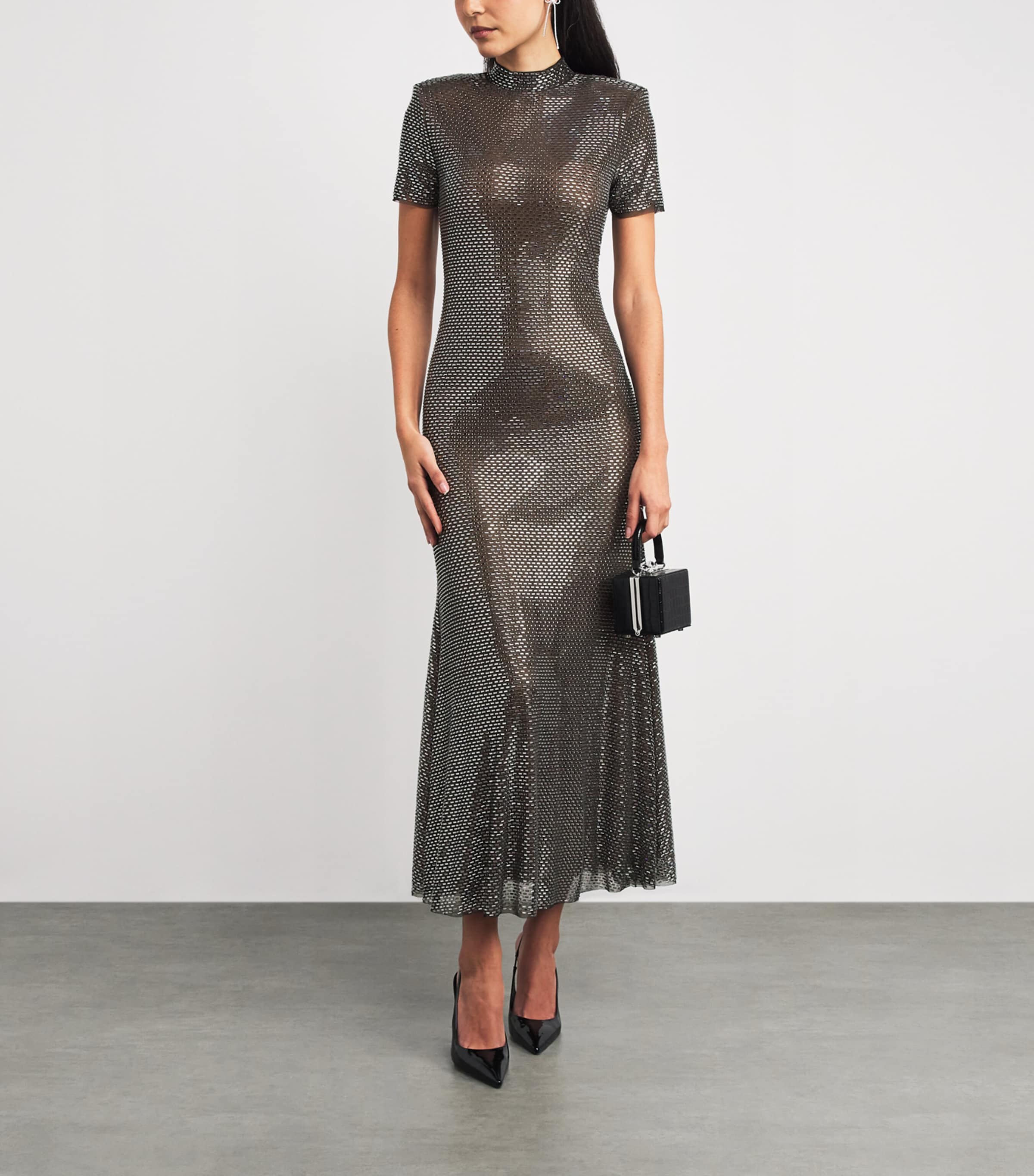 Rhinestone Maxi Dress GREY Image 2