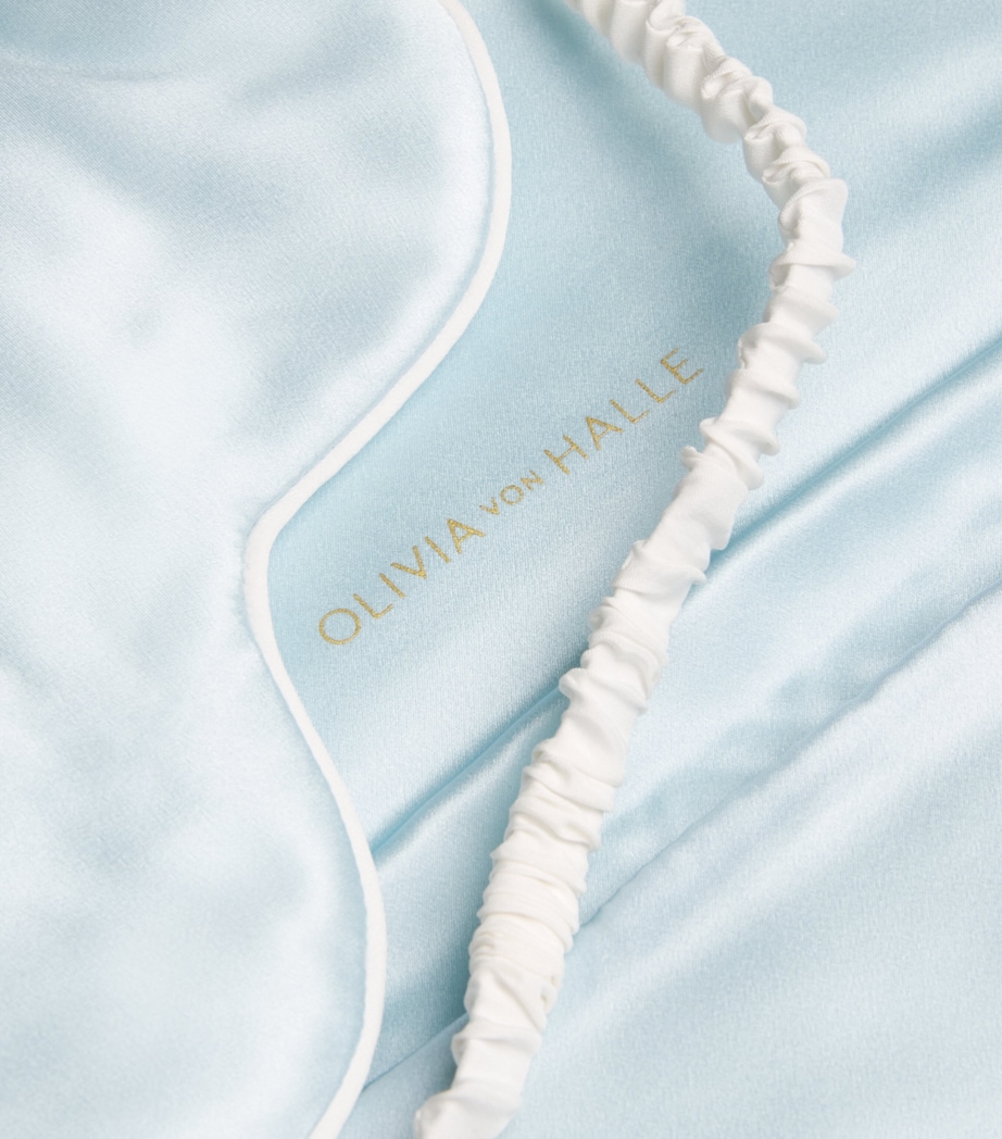 Olivia von Halle Womens Silk Audrey Eye Mask Powder Blue Image 5