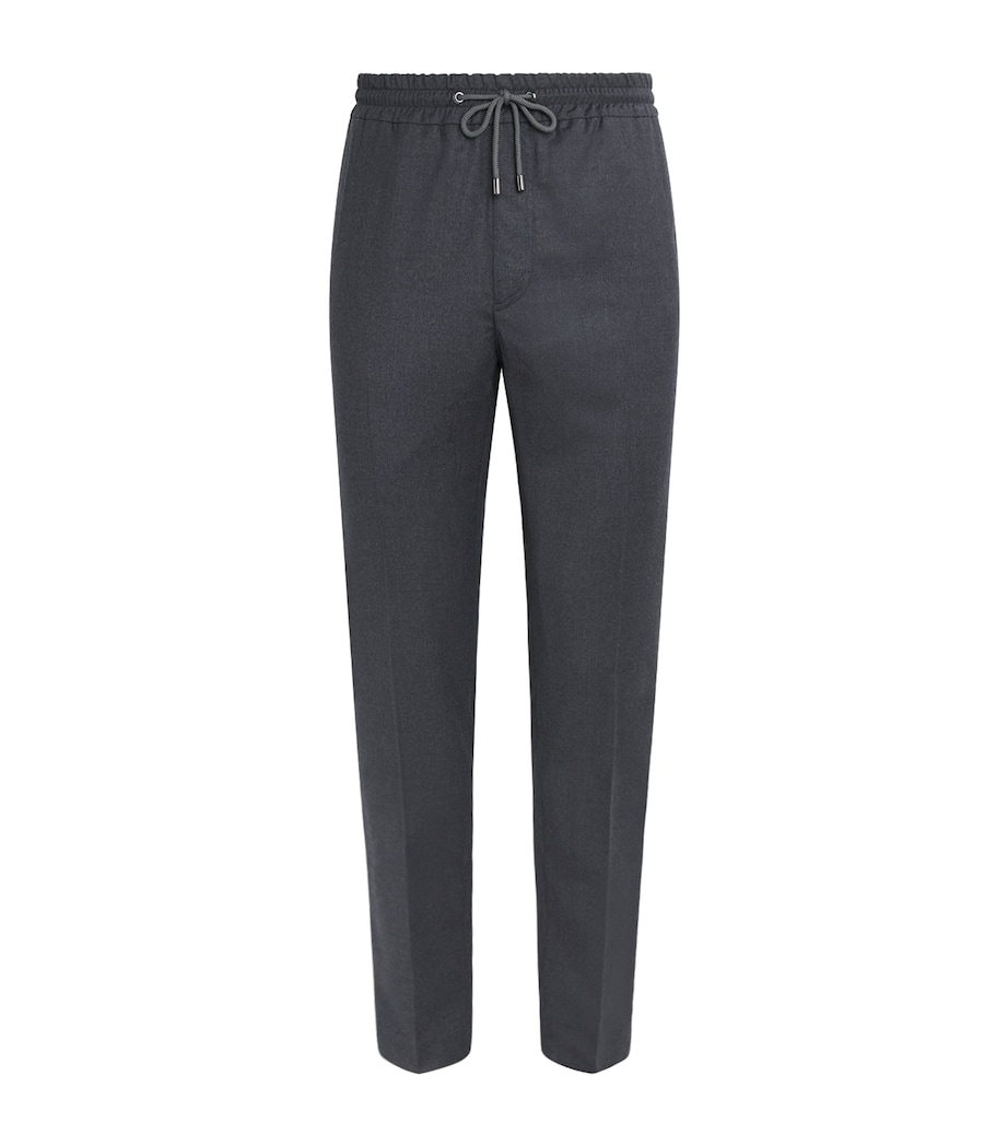 Pal Zileri Mens Stretch-Virgin Wool Drawstring Trousers Grey Image 1