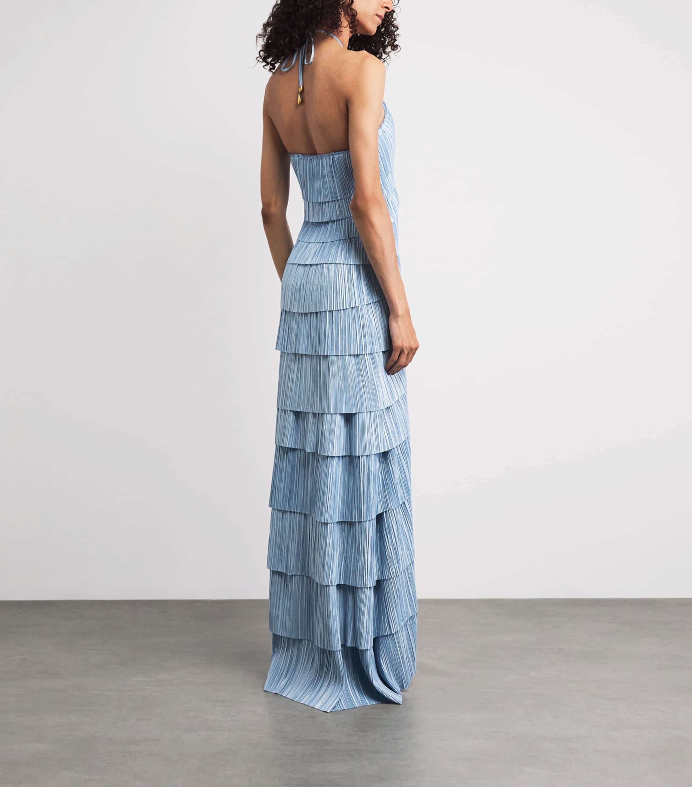 Cult Gaia Womens Pleated Halterneck Marsla Maxi Dress Coastal Image 4