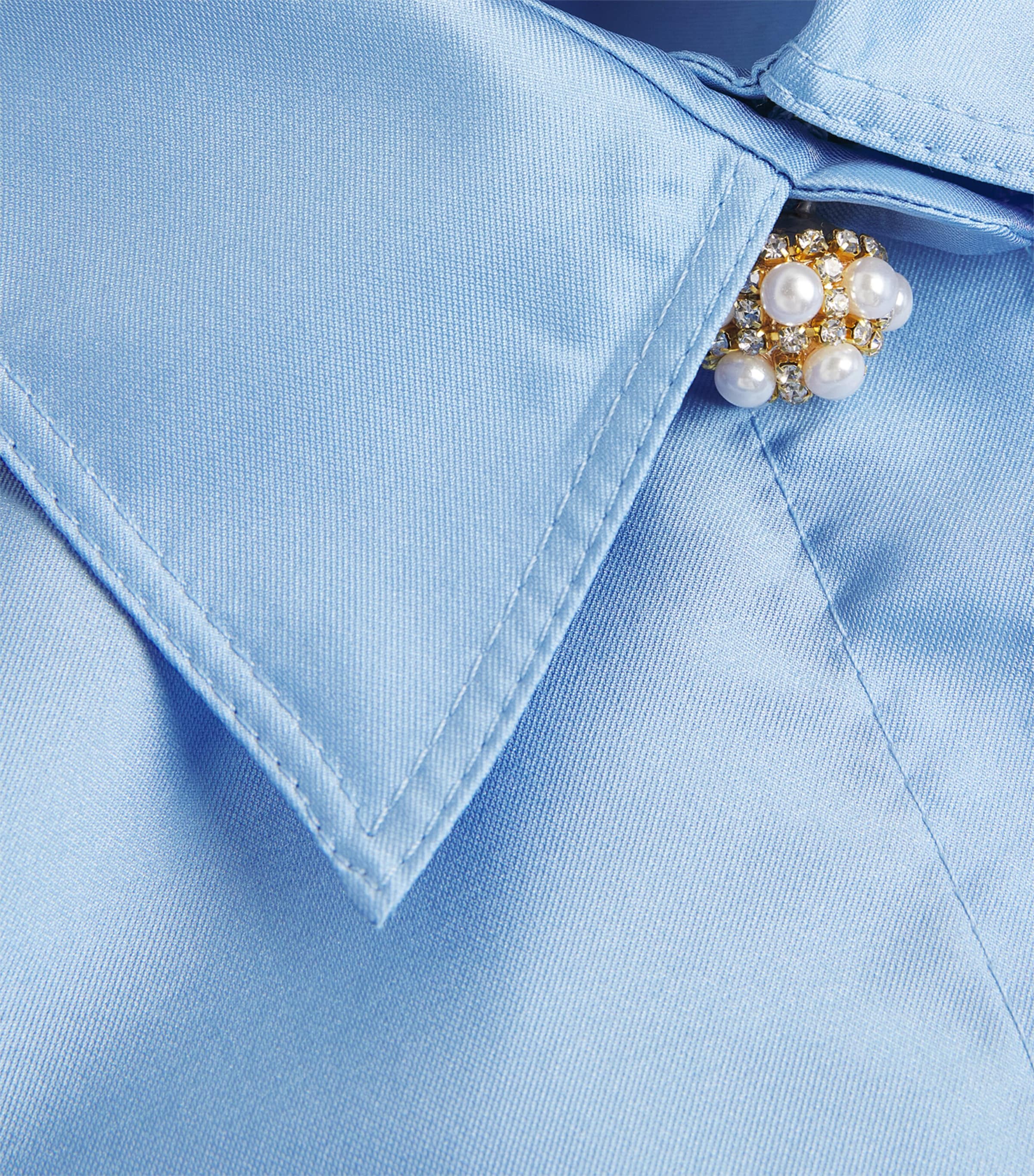 Sandro Paris Womens Satin Shirt Sky Blue Image 6