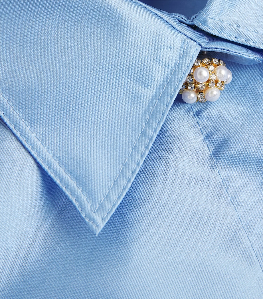 Sandro Paris Womens Satin Shirt Sky Blue Image 6