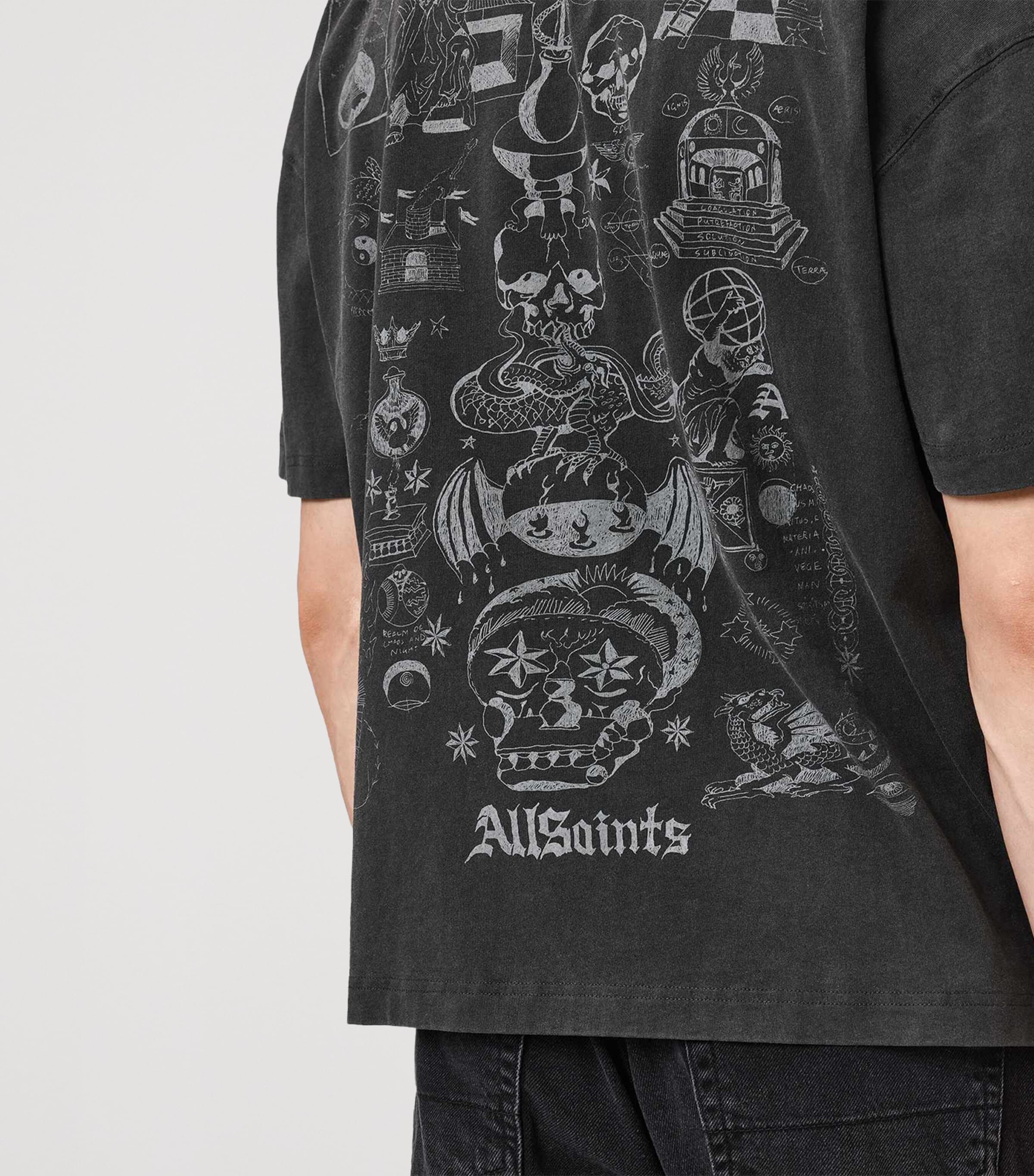 AllSaints Mens Organic Cotton Ignis T-Shirt Washed Black Image 4