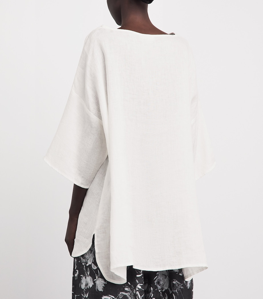 Eskandar Womens Linen Boat-Neck Blouse White Image 5