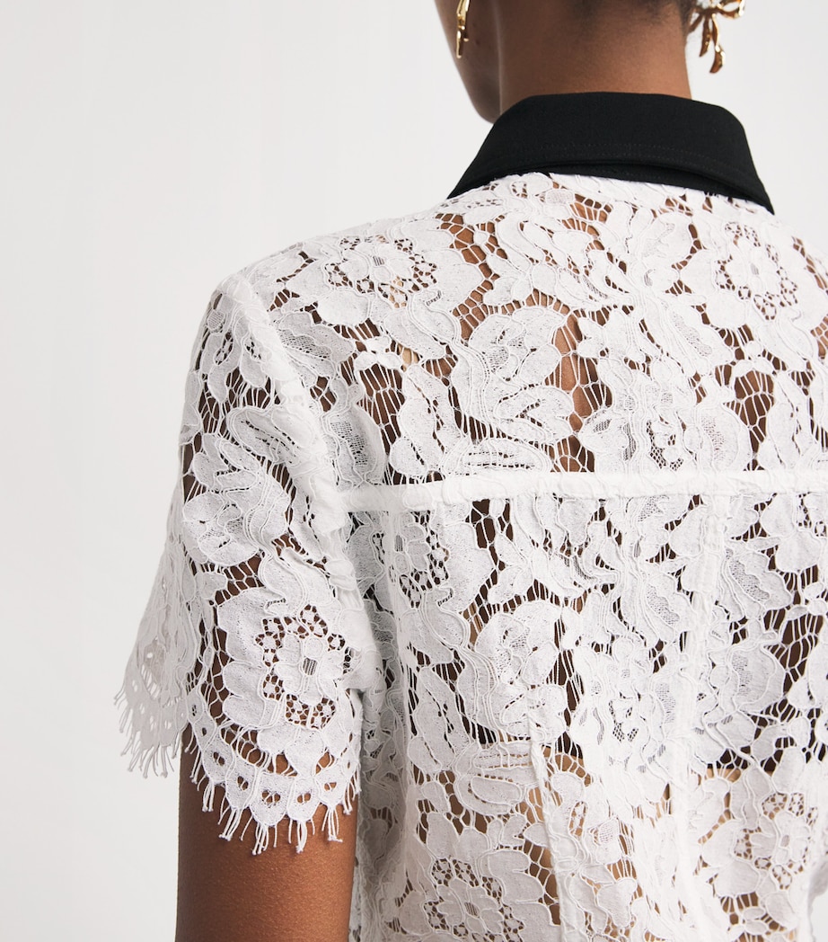 Lace Contrast-Collar Mini Dress WHITE Image 4