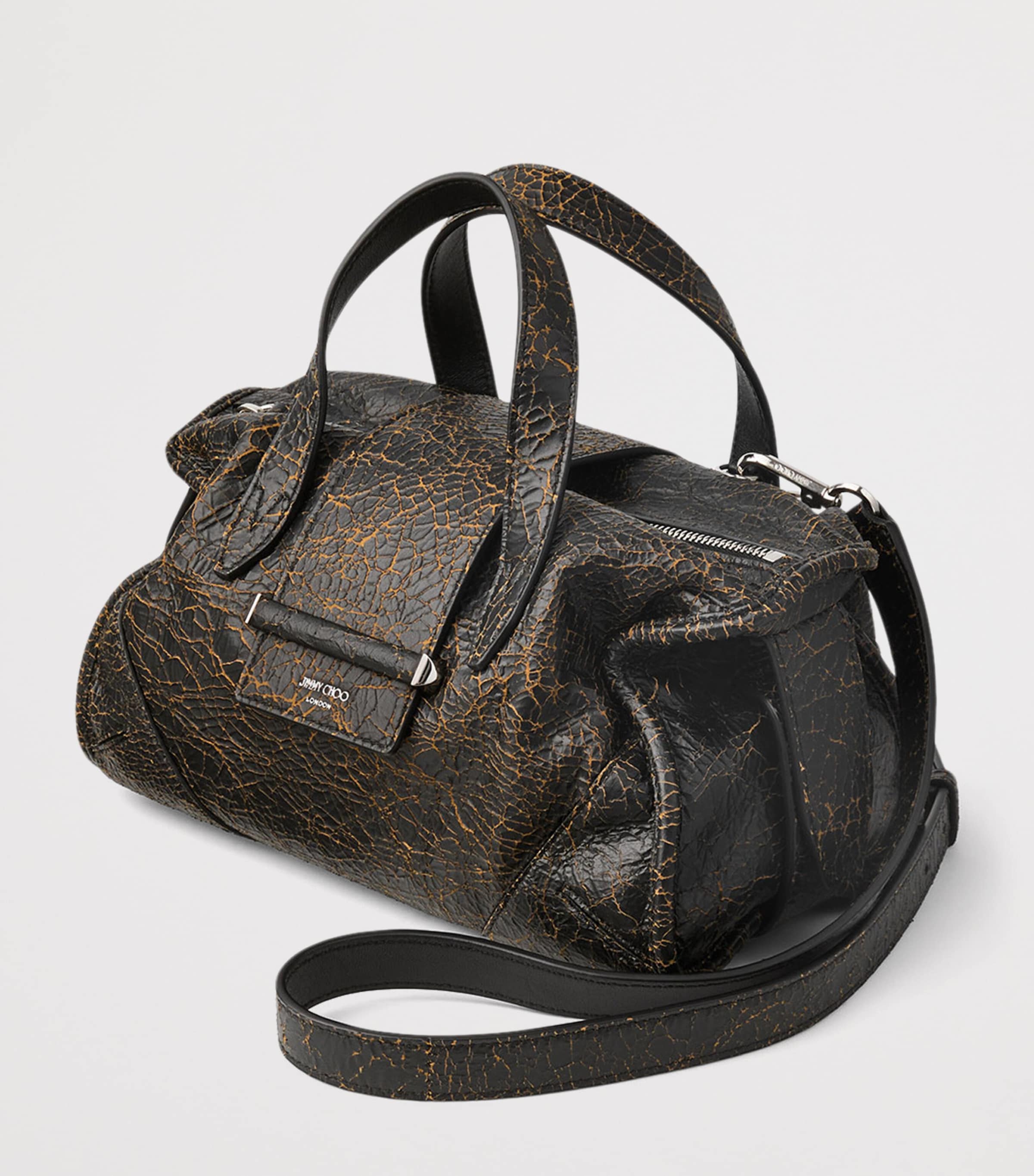Jimmy Choo Barfilo Cracked Leather Bag Black/toffee/silver Image 3