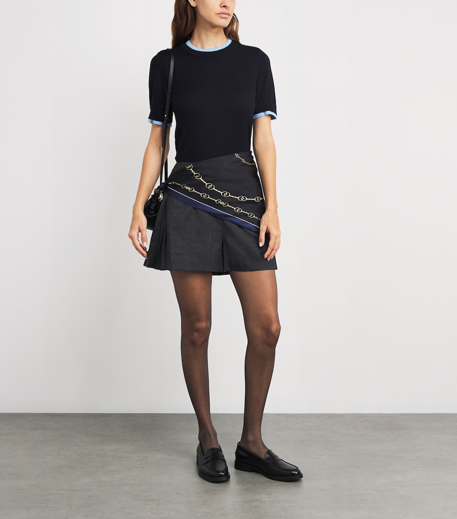 Silk Printed Scarf NAVY Image 4