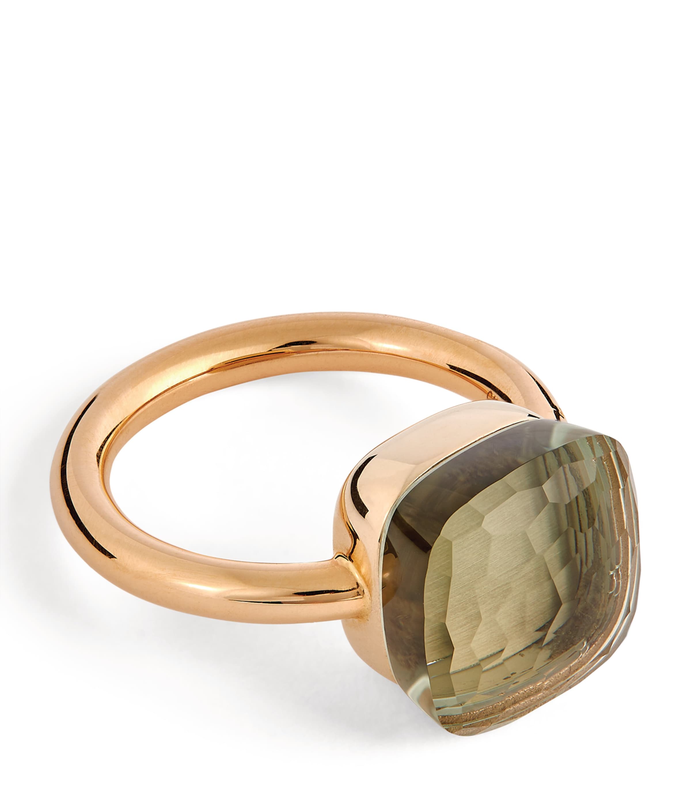 Shop Pomellato Mixed Gold And Prasiolite Nudo Maxi Ring In Green