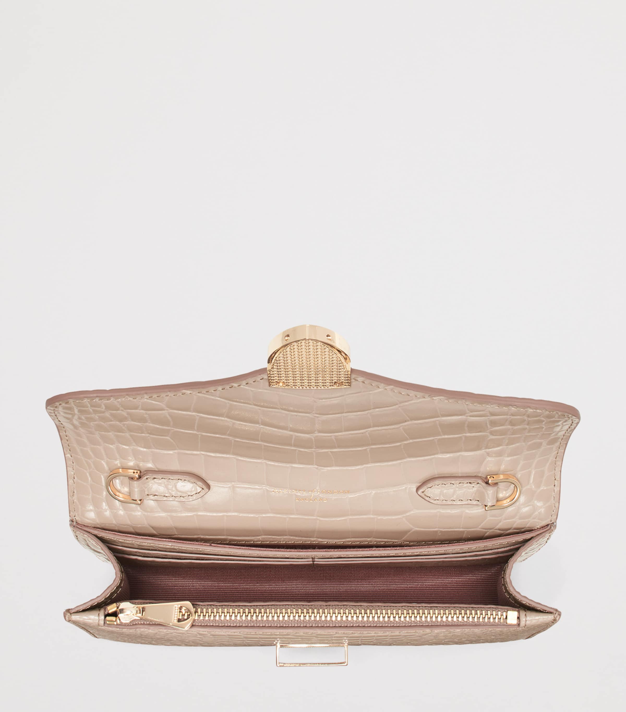 Croc-Embossed Leather Mayfair 2 Clutch Bag TAUPE Image 6