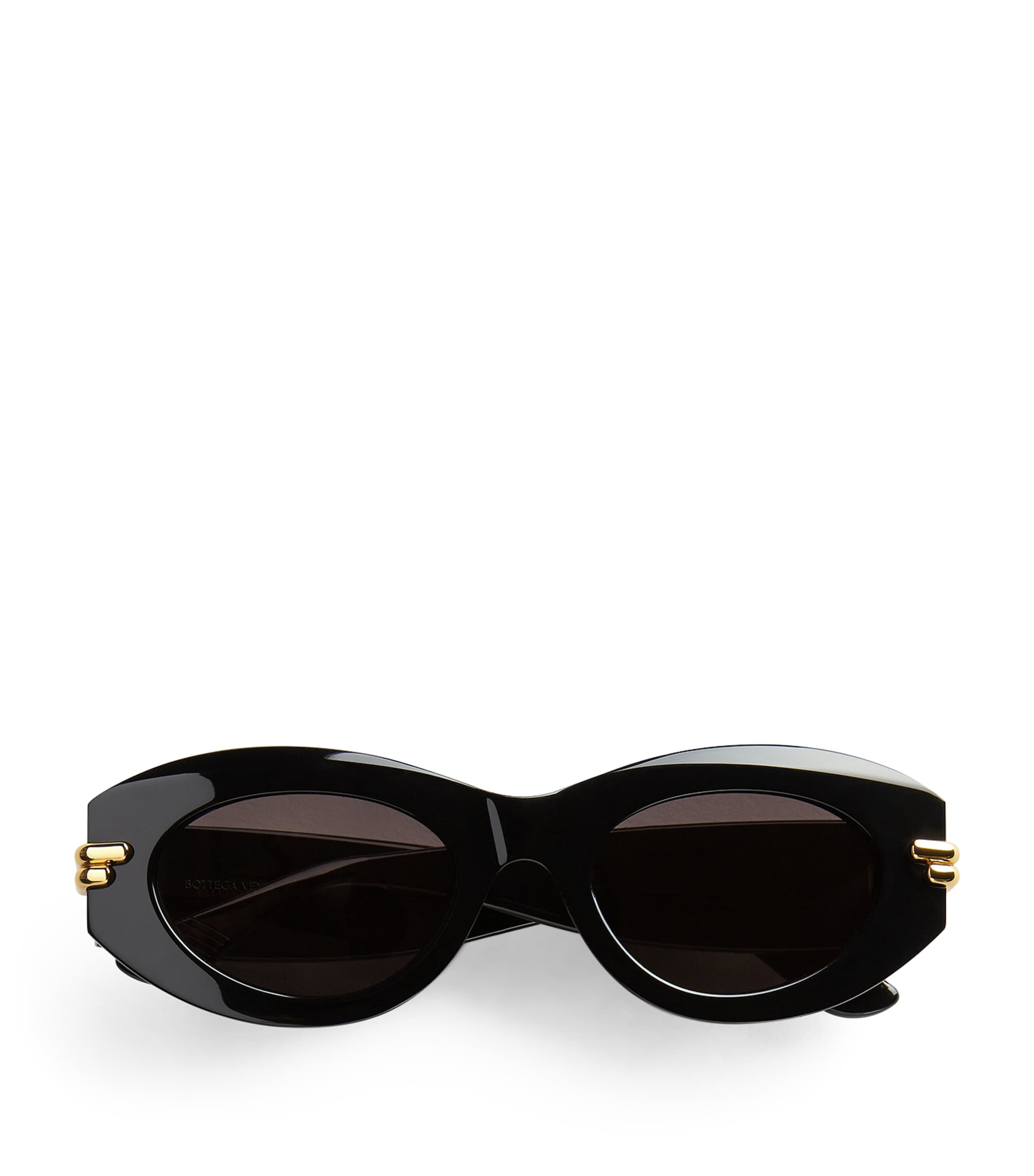 Bottega Veneta Mitre Oval Sunglasses In Black/grey