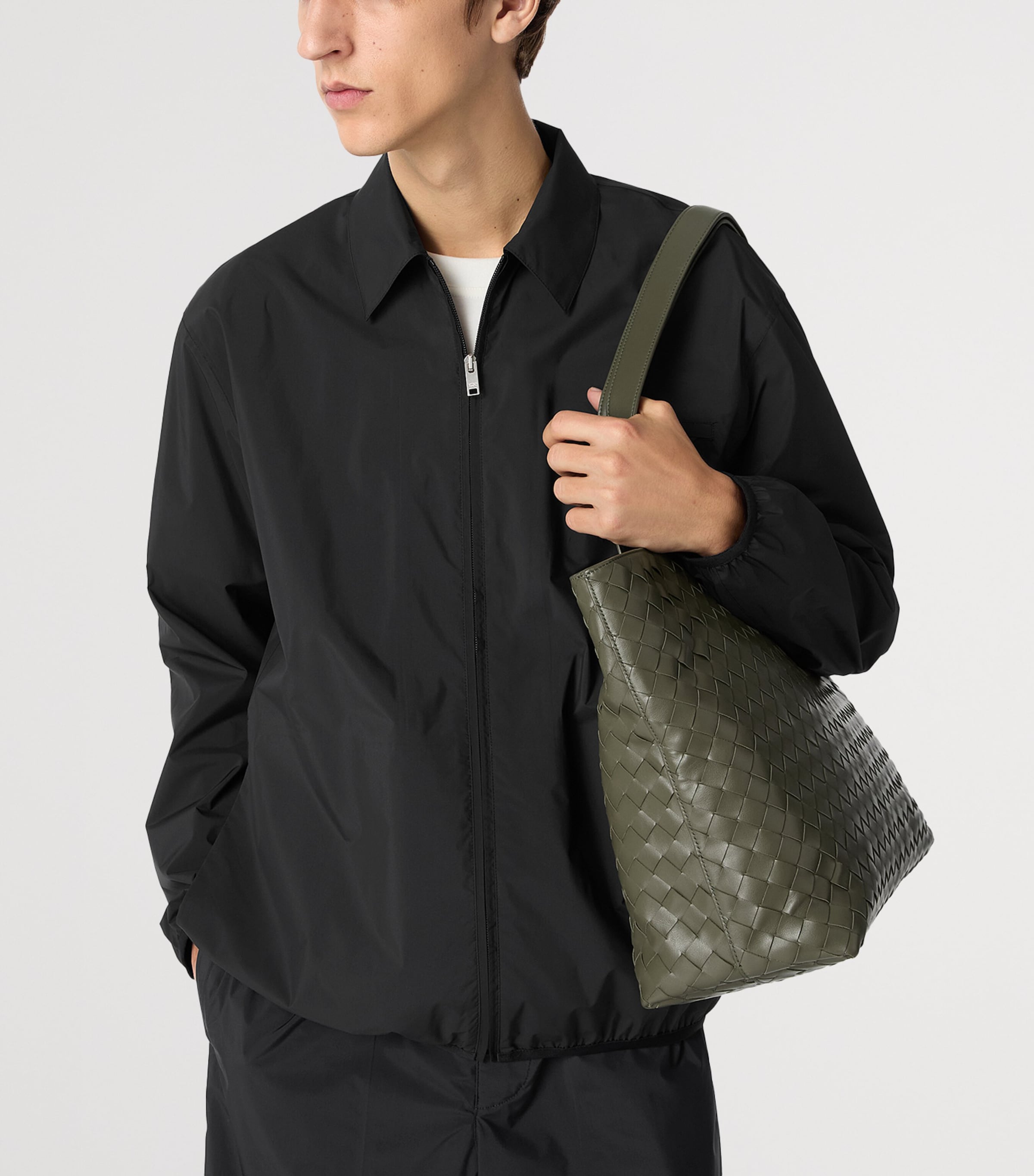 Small Leather Intrecciato Zipped Tote Bag 3248 Image 2