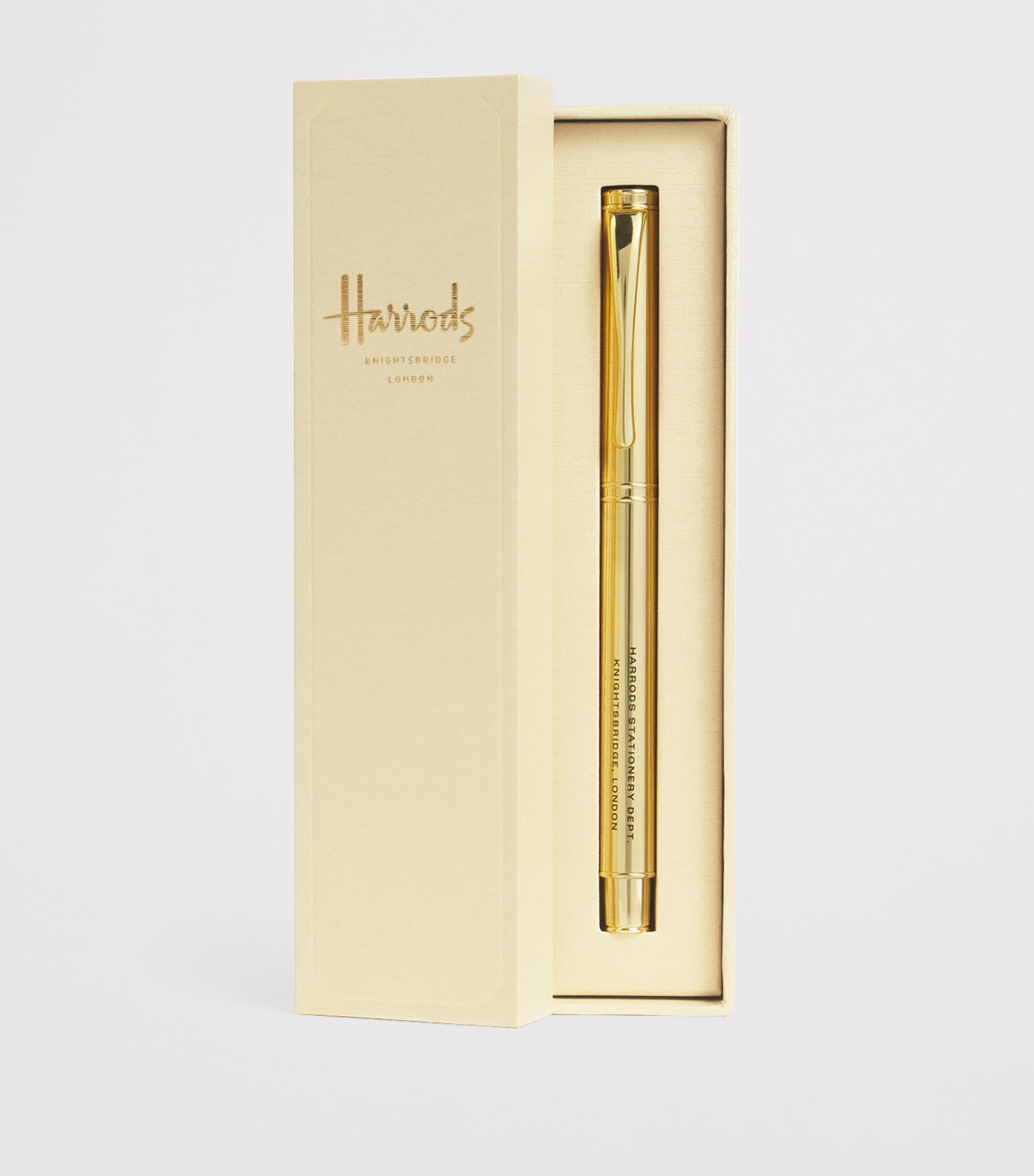 Harrods Metal Logo Ballpoint Pen Gold Image 2