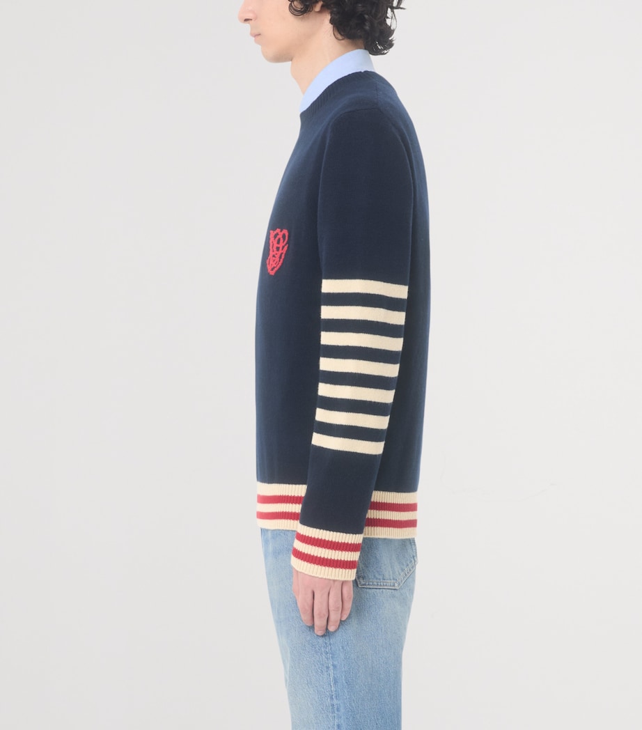 Wool Embroidered Stripe Sweater BLB Image 3