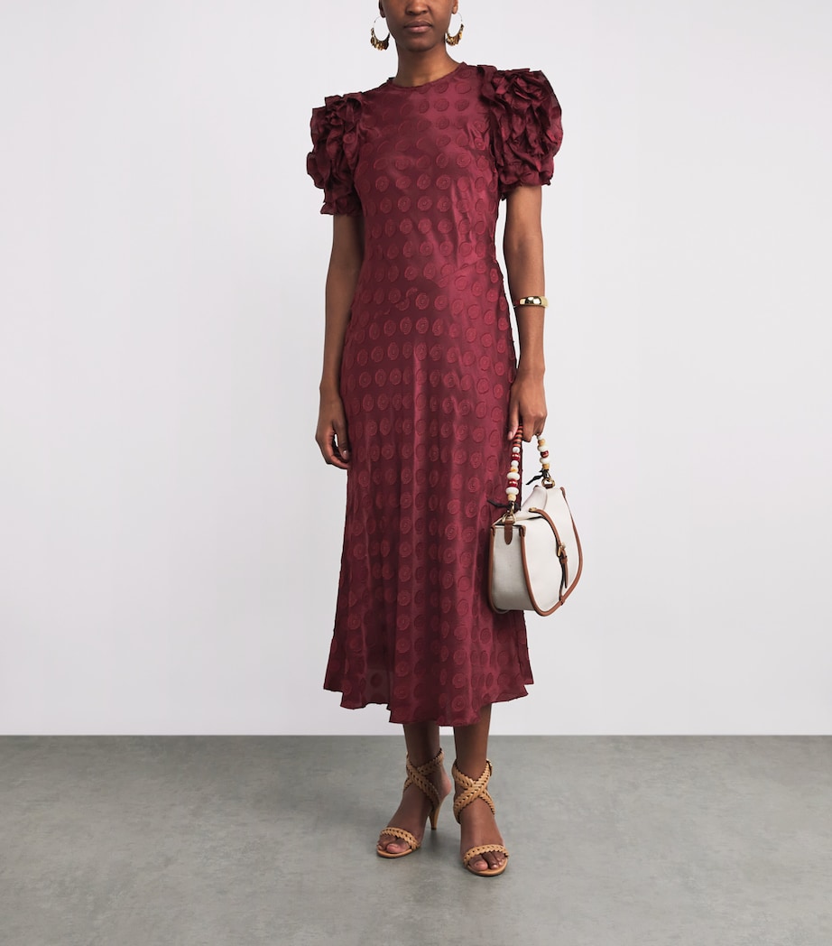 Ruffle-Sleeve Elvia Midi Dress CLARET Image 2