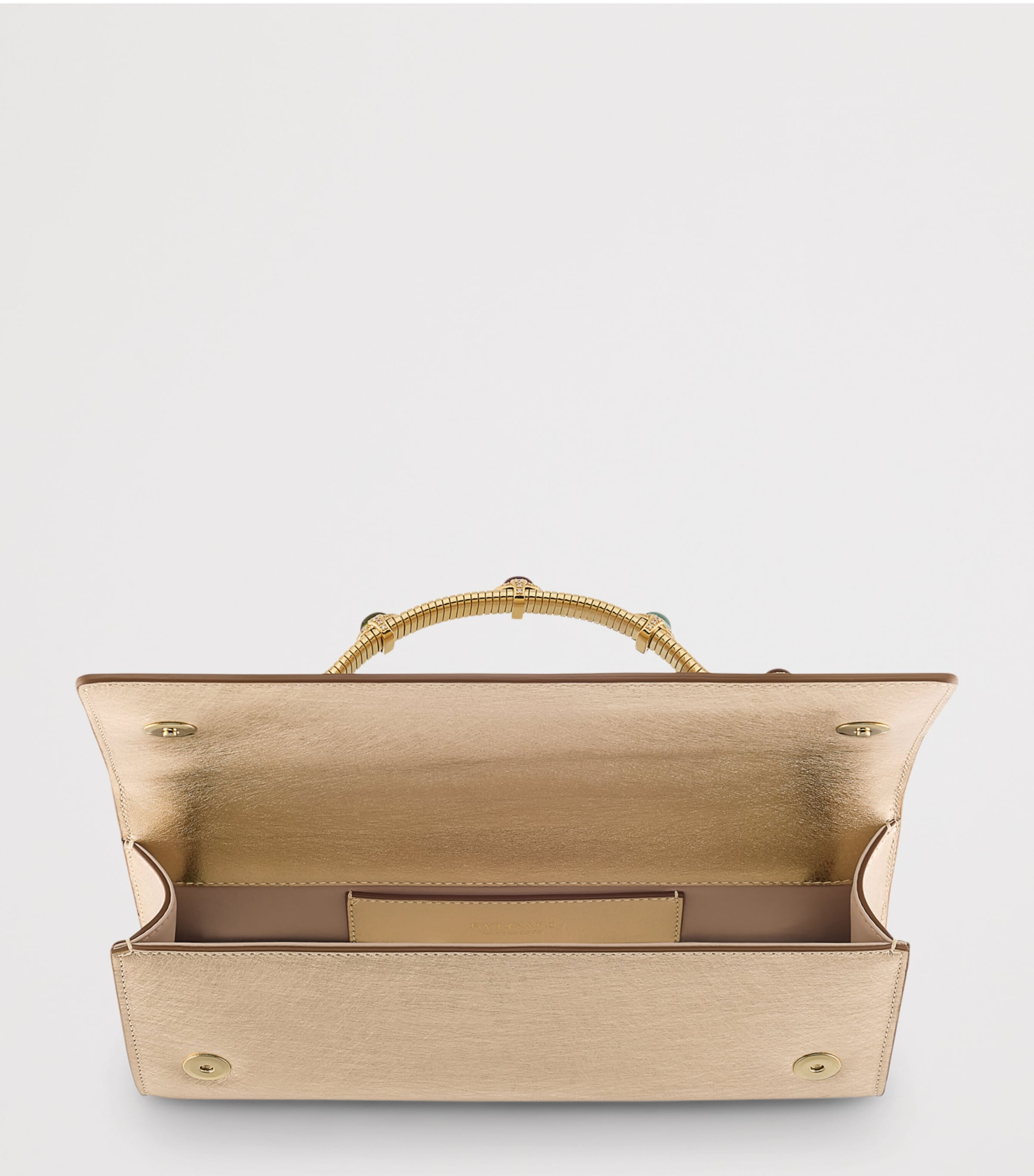 Bvlgari Leather Tubogas Cabochon Evening Clutch Bag Gold Image 4