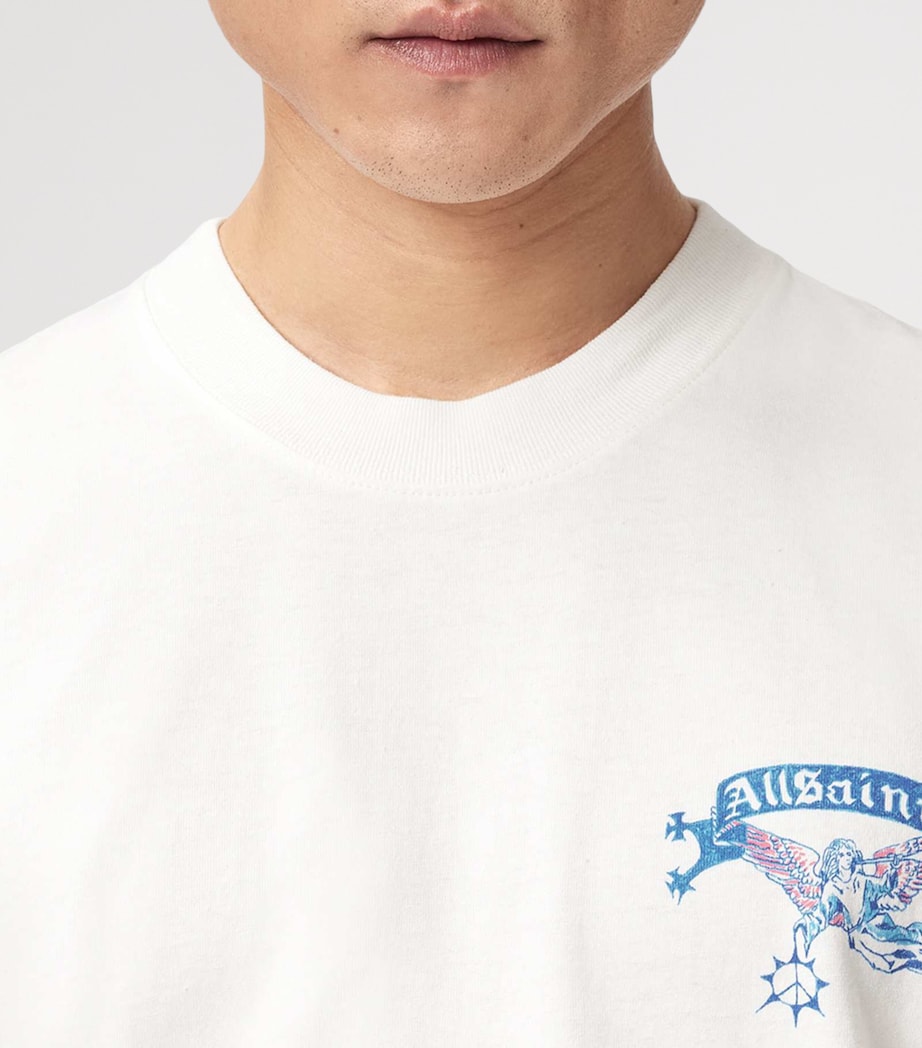 AllSaints Mens Organic Cotton Cray T-Shirt Chalk White Image 6