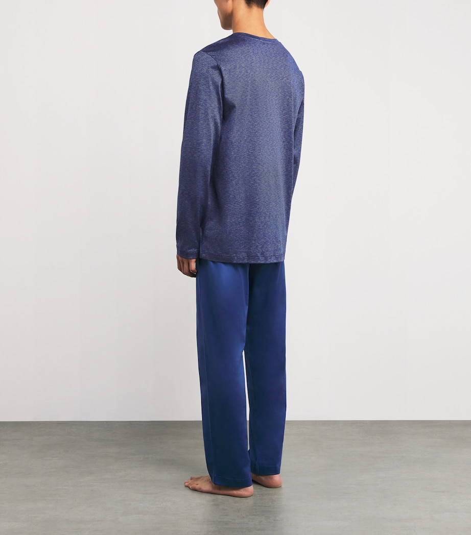 Cotton-Silk Pyjama Set 467 BLUE STRIPE Image 3