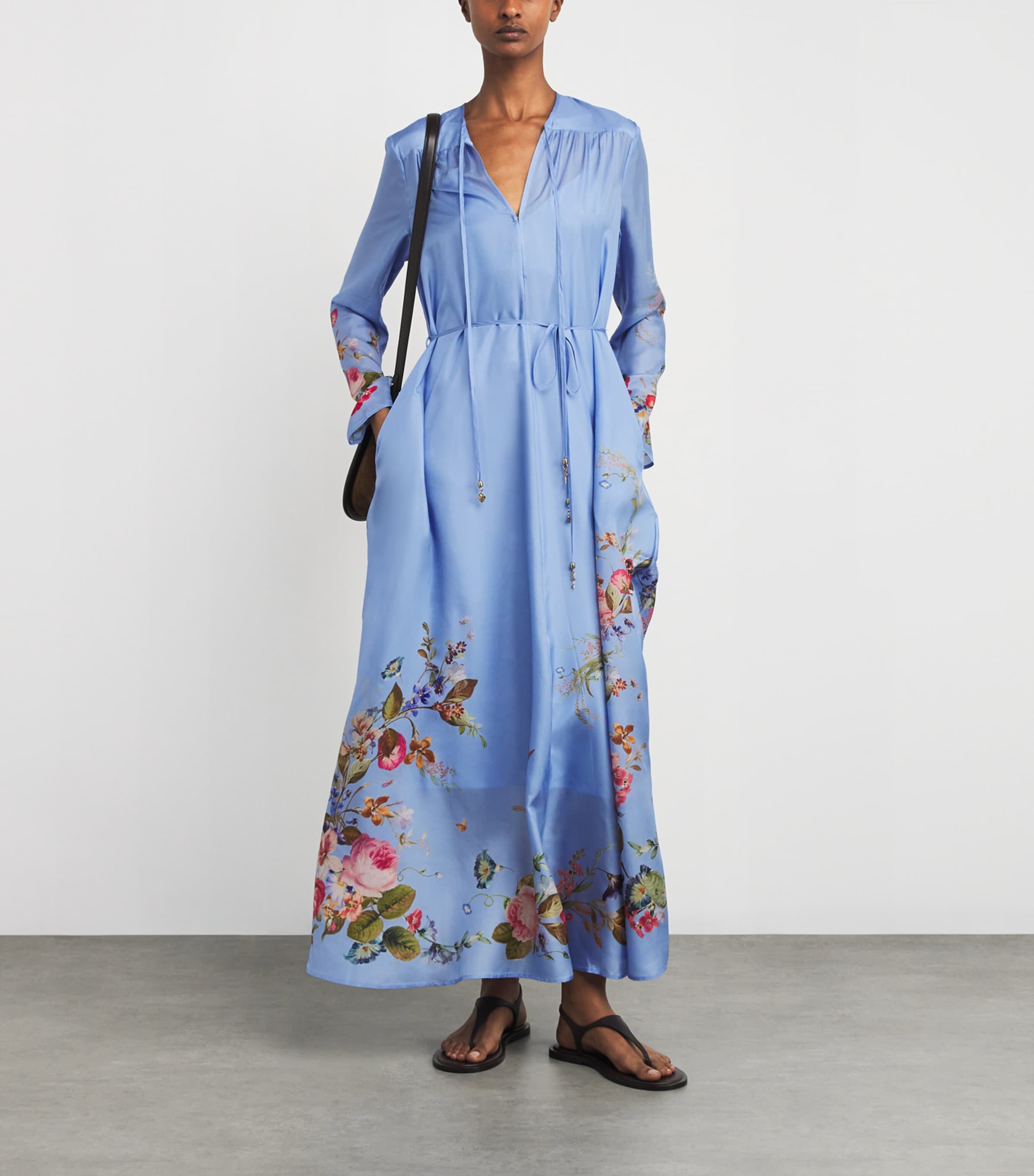 Silk Gathered Patience Midi Dress CORNFLOWER FLORALCFF Image 2