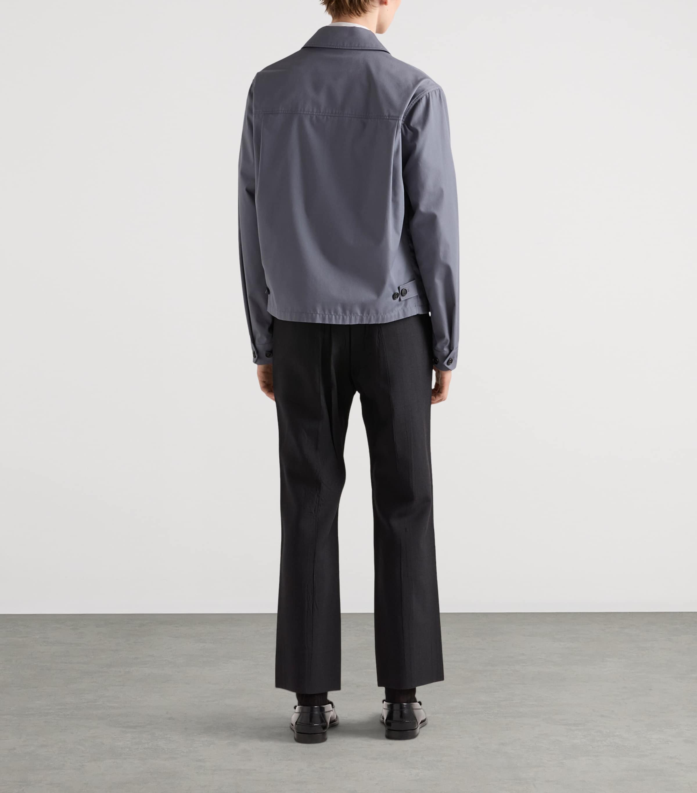 Prada Grey Technical Cotton Zip-Up Blouson Jacket | Harrods UK