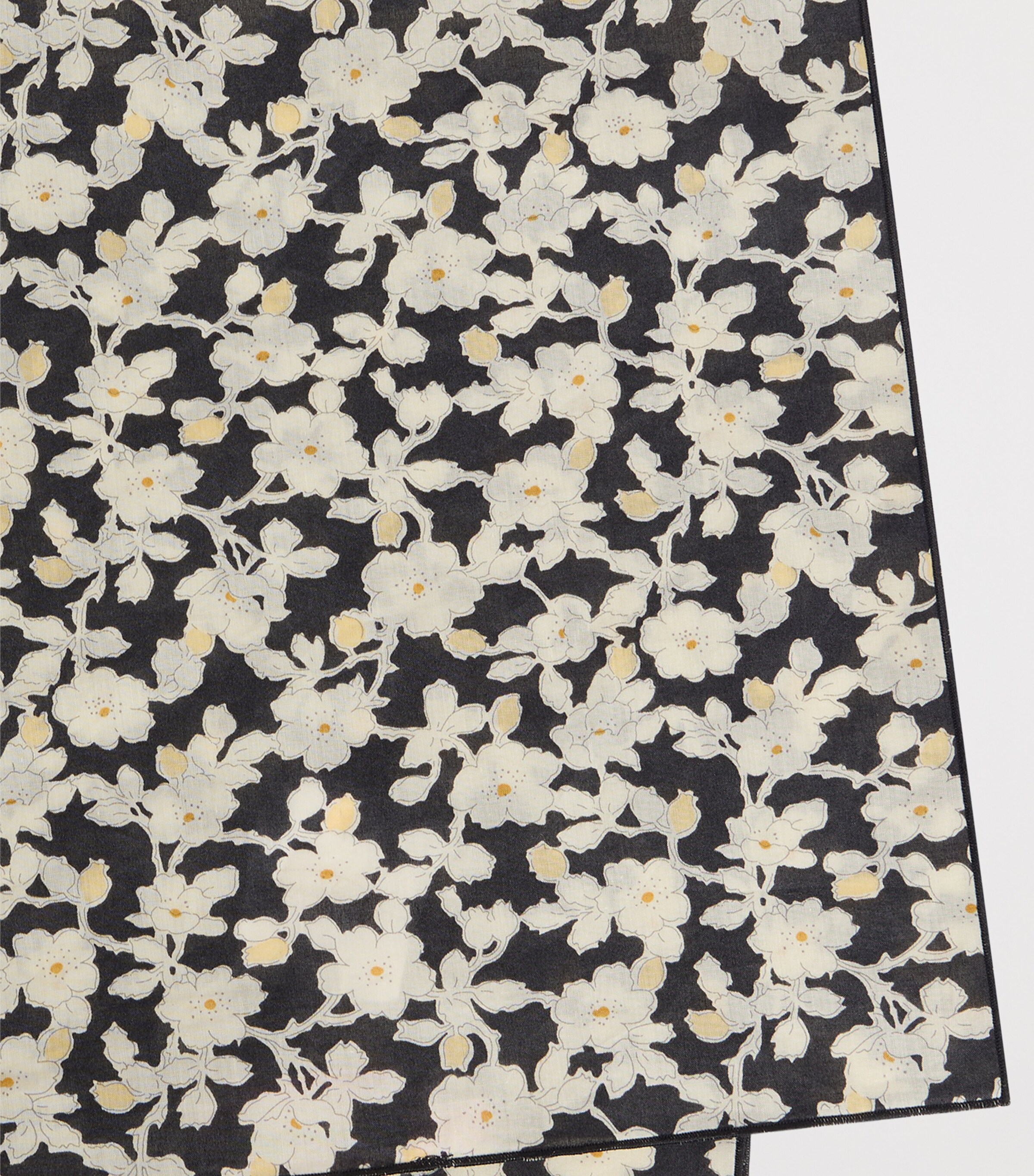 Cotton Floral Print Scarf FLEURS NOIR Image 2