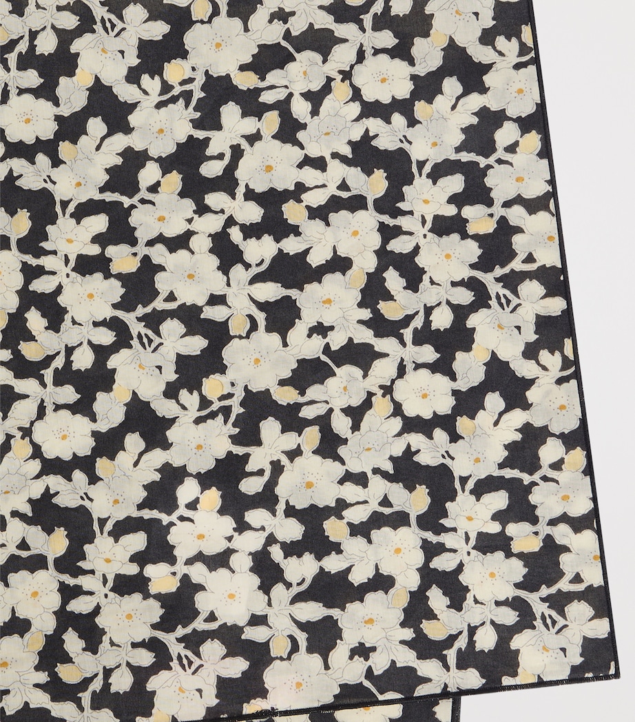 Cotton Floral Print Scarf FLEURS NOIR Image 2